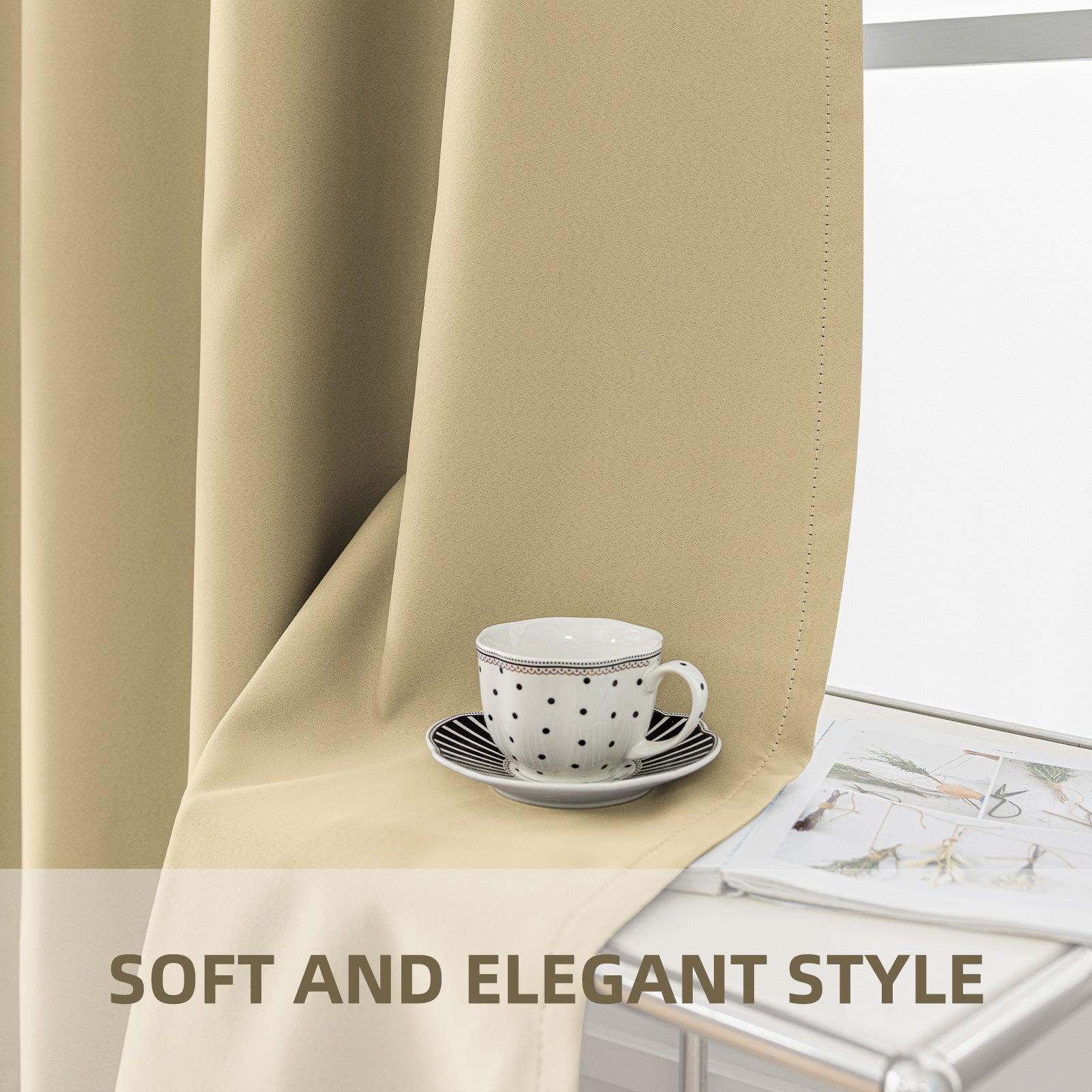YSTYLE 2 Pieces Waterproof Blackout Curtains Thermal Insulated-YSTYLE