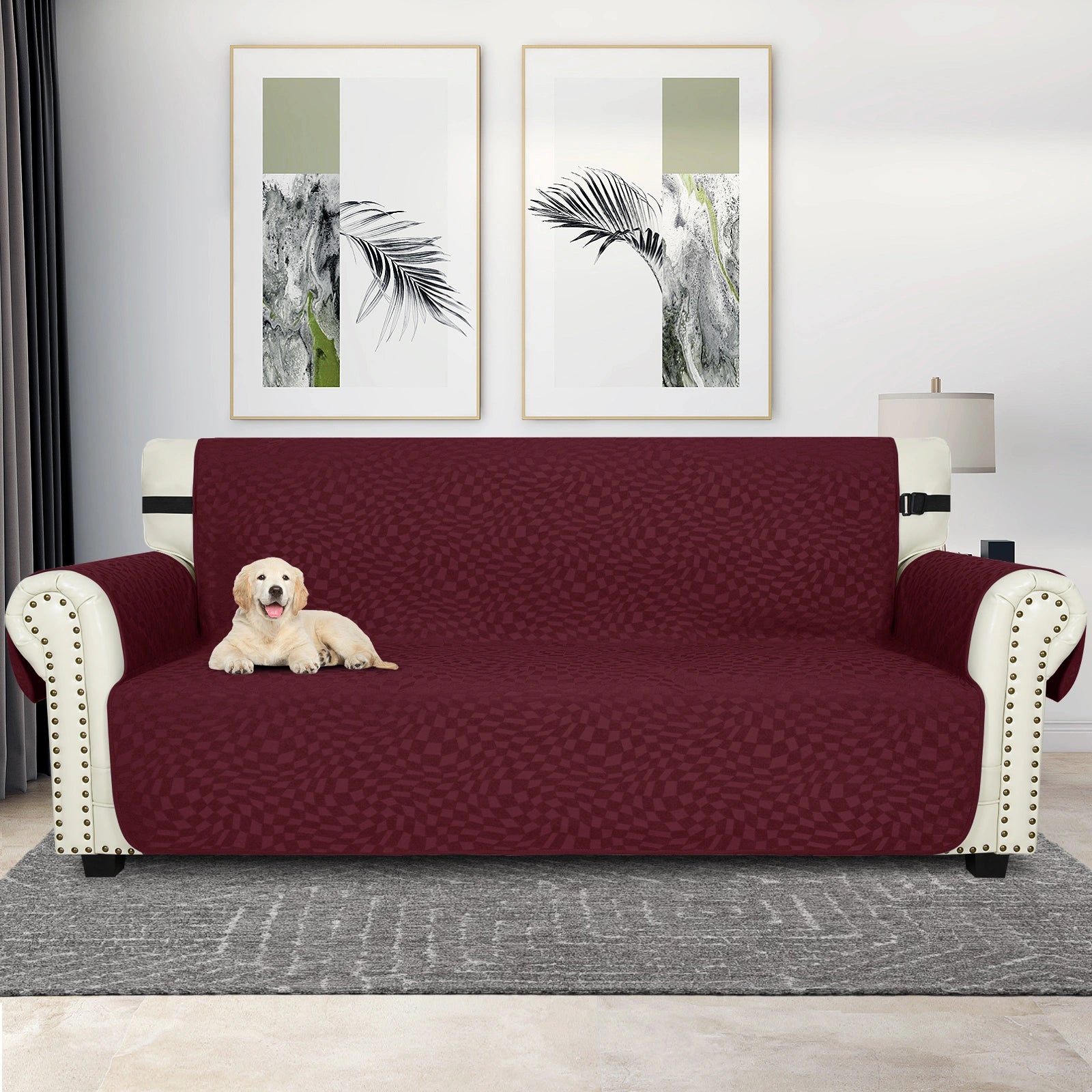 YSTYLE 3 Seater Sofa Cover with Side Pockets Anti Slip-YSTYLE