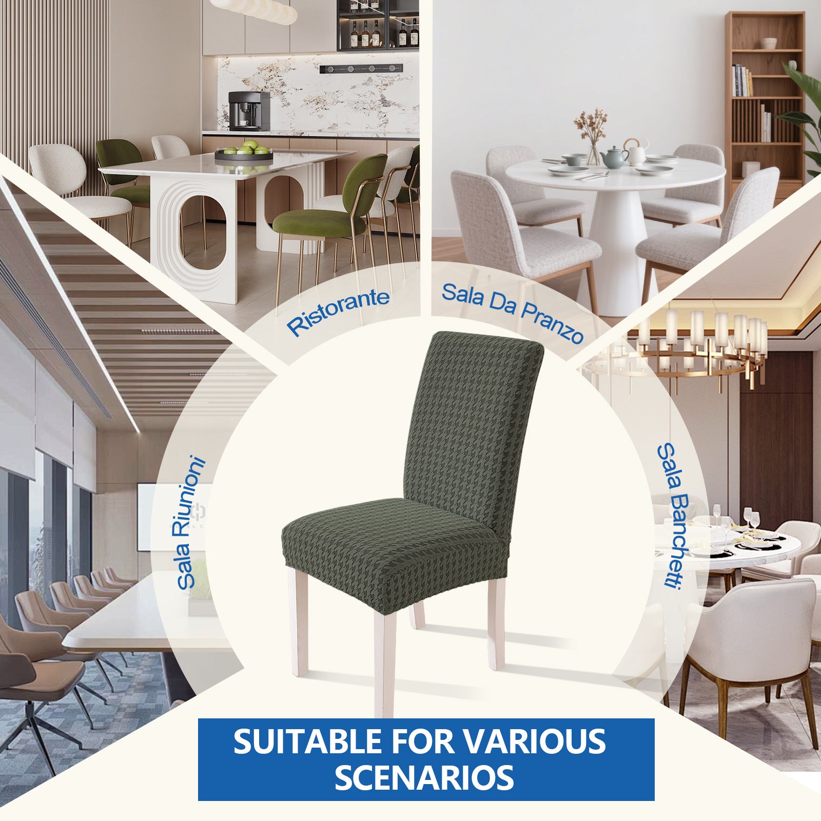 Ystyle 2-Piece Chair Covers with Backrest, Elastic Living Room Kitchen Chair Slipcovers, Universal Stretch Dining Chair Covers, Modern Cat-Scratch Resistant Chair Protectors
