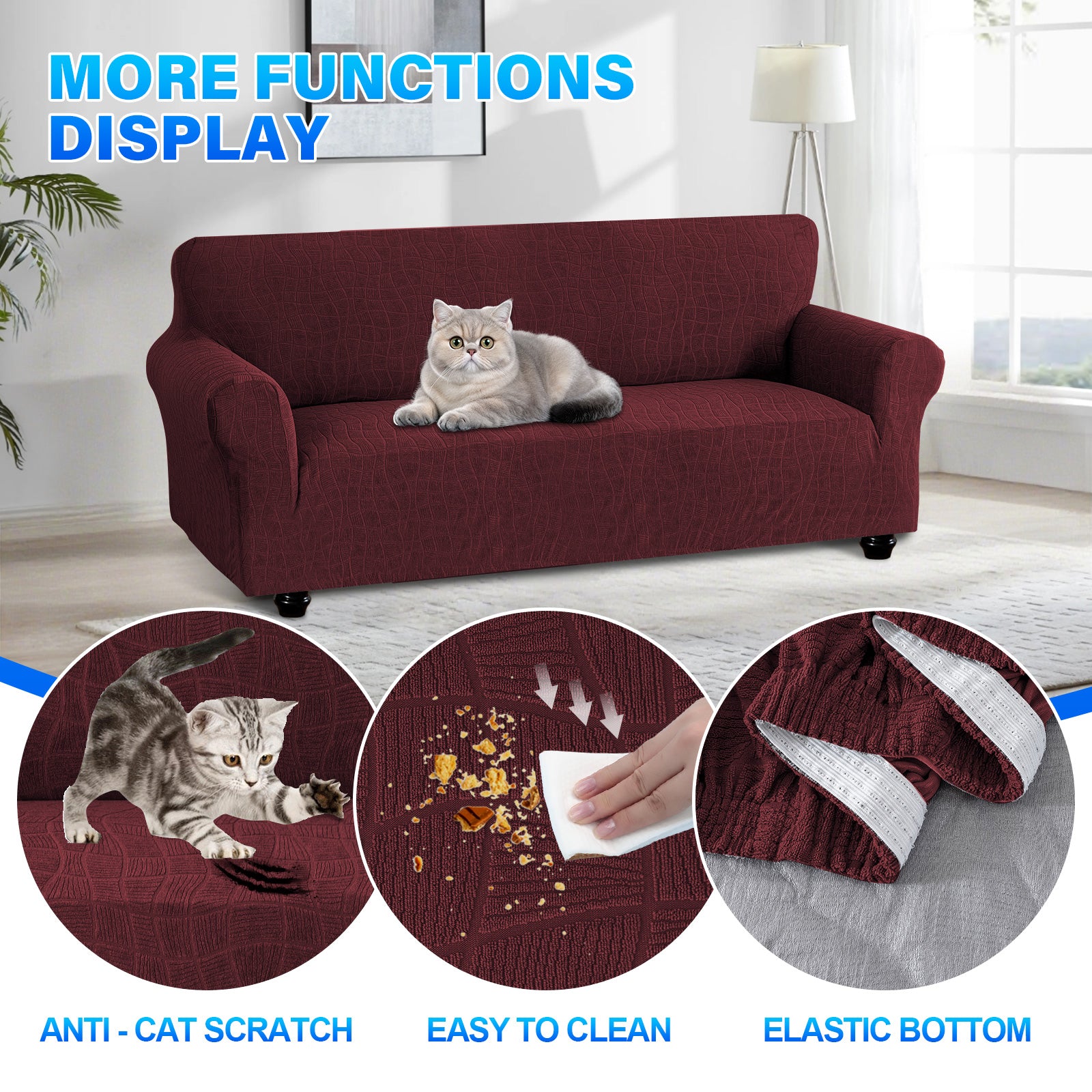 Ystyle Waterproof Stretch 4 Seater Sofa Cover Anti Slip-YSTYLE