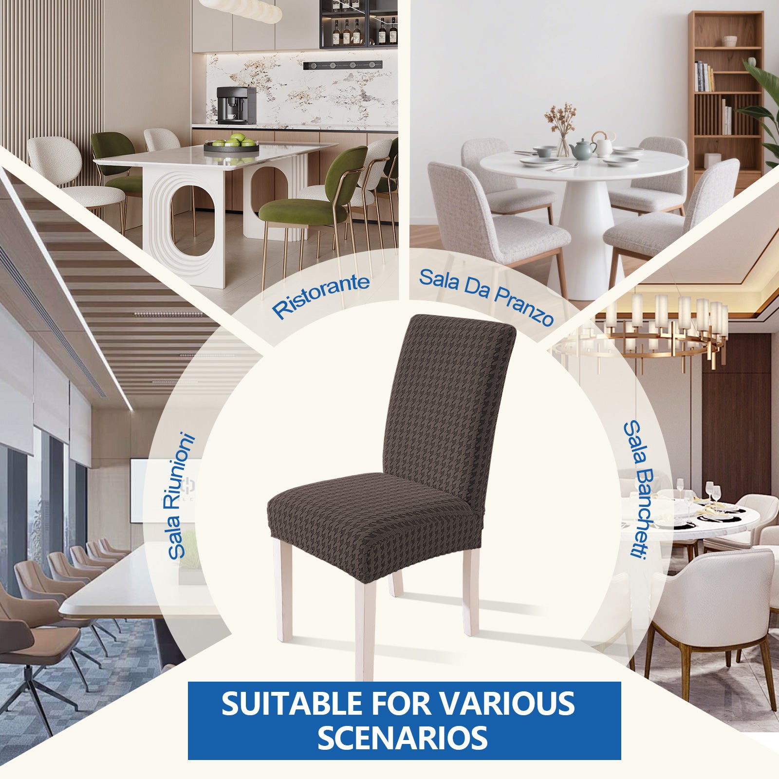 Ystyle 2-Piece Chair Covers with Backrest, Elastic Living Room Kitchen Chair Slipcovers, Universal Stretch Dining Chair Covers, Modern Cat-Scratch Resistant Chair Protectors