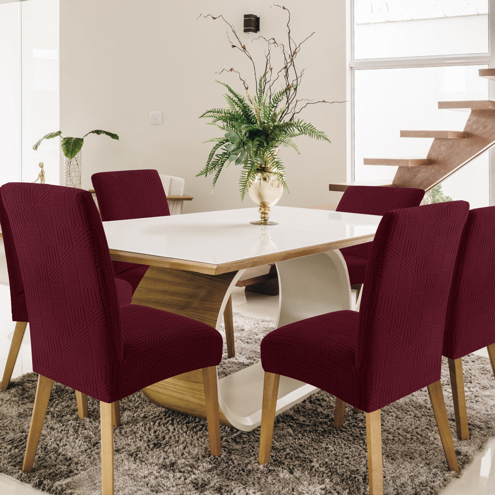YSTYLE 4 Stück Stretch-Esszimmerstuhlbezüge 48-70 cm Rückenhöhe
