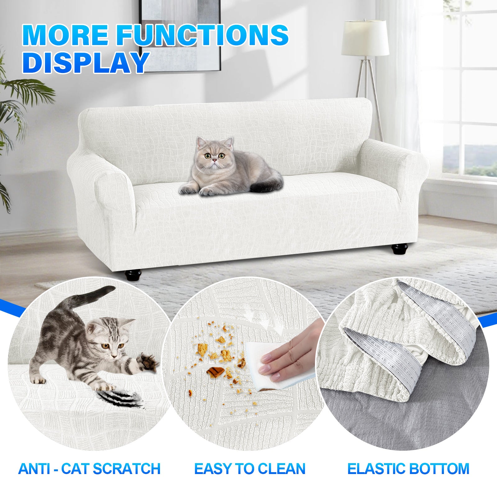 Ystyle Waterproof 1-Seater Sofa Cover with Armrests, Universal Elastic Sofa Protector, Washable Cat Scratch-Resistant Sofa Cover, Stain & Slip-Resistant Sofa Slipcover