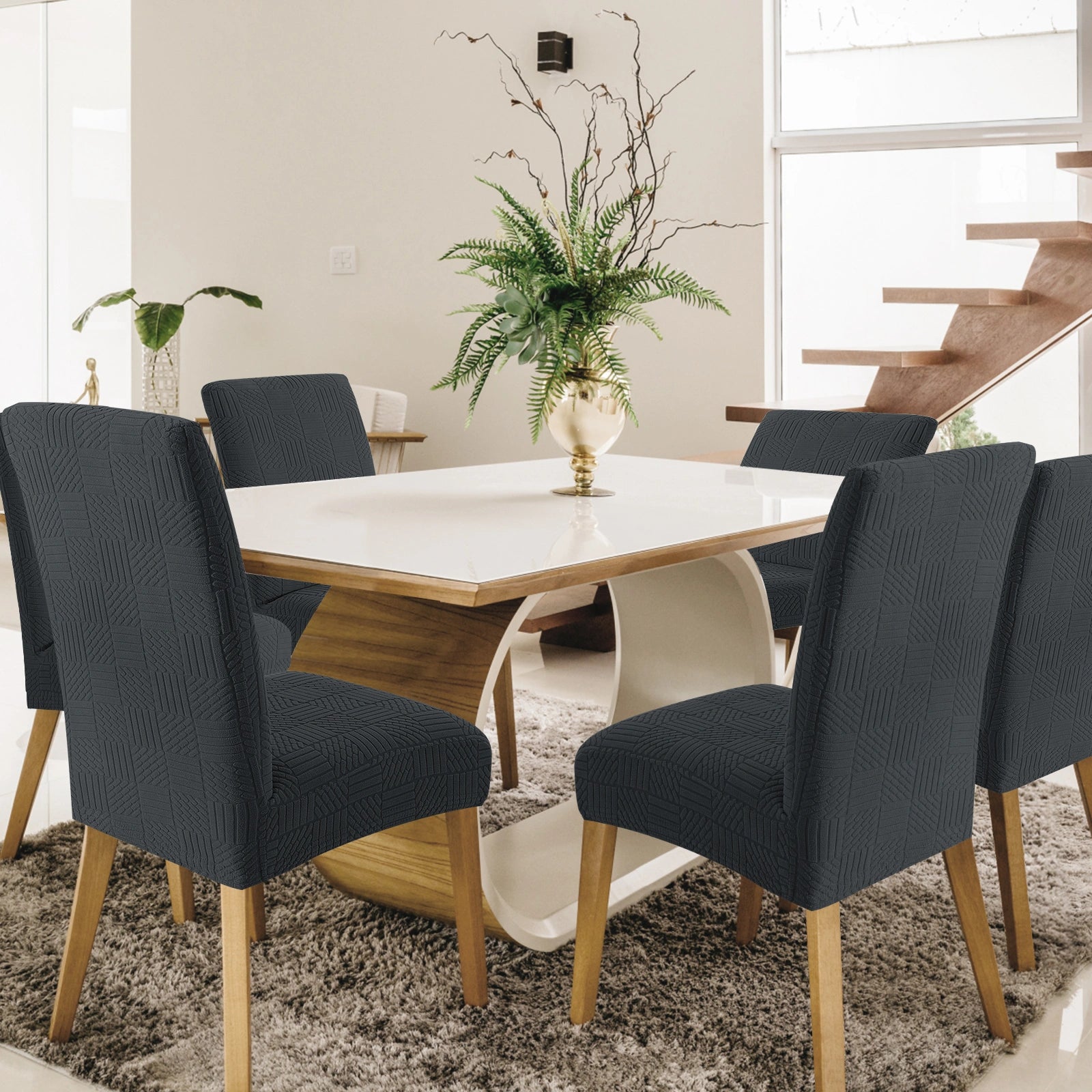 YSTYLE 6 Pieces Stretch Dining Chair Covers 48-70cm Back Height-YSTYLE