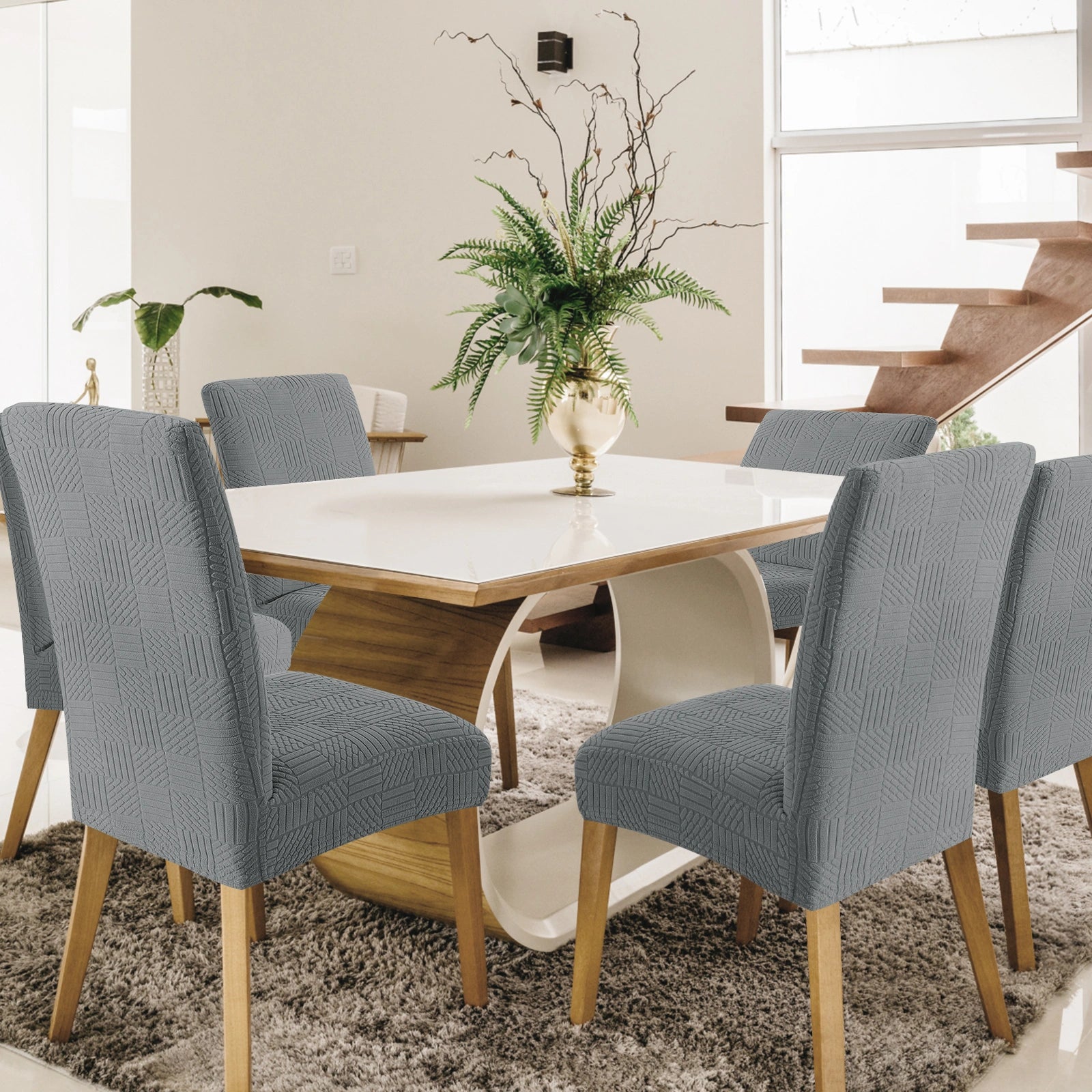 YSTYLE 6 Pieces Stretch Dining Chair Covers 48-70cm Back Height-YSTYLE