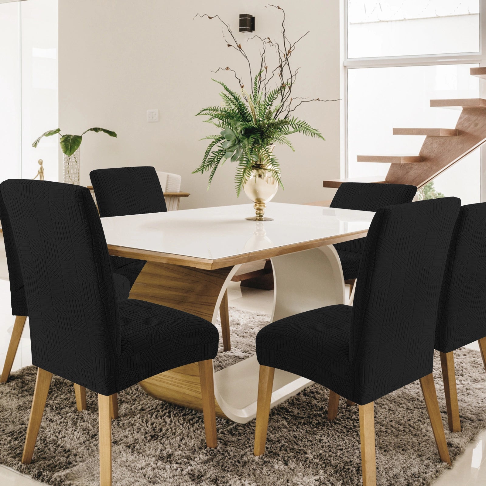 YSTYLE Universal-Stuhlhussen, 6-teilig, dehnbar, kratzfest, weicher Stoff, fünf Linien