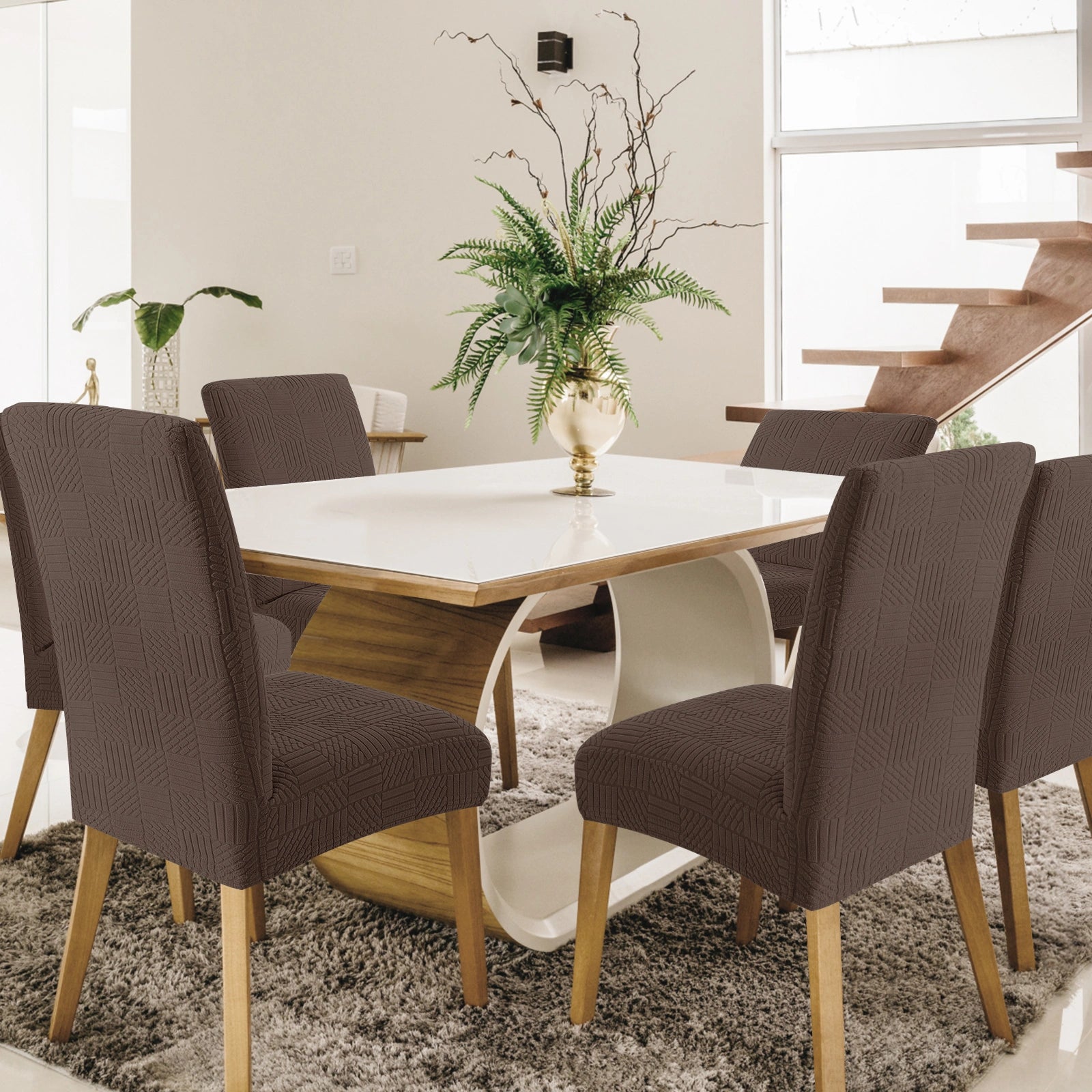 YSTYLE 6 Pieces Stretch Dining Chair Covers 48-70cm Back Height-YSTYLE