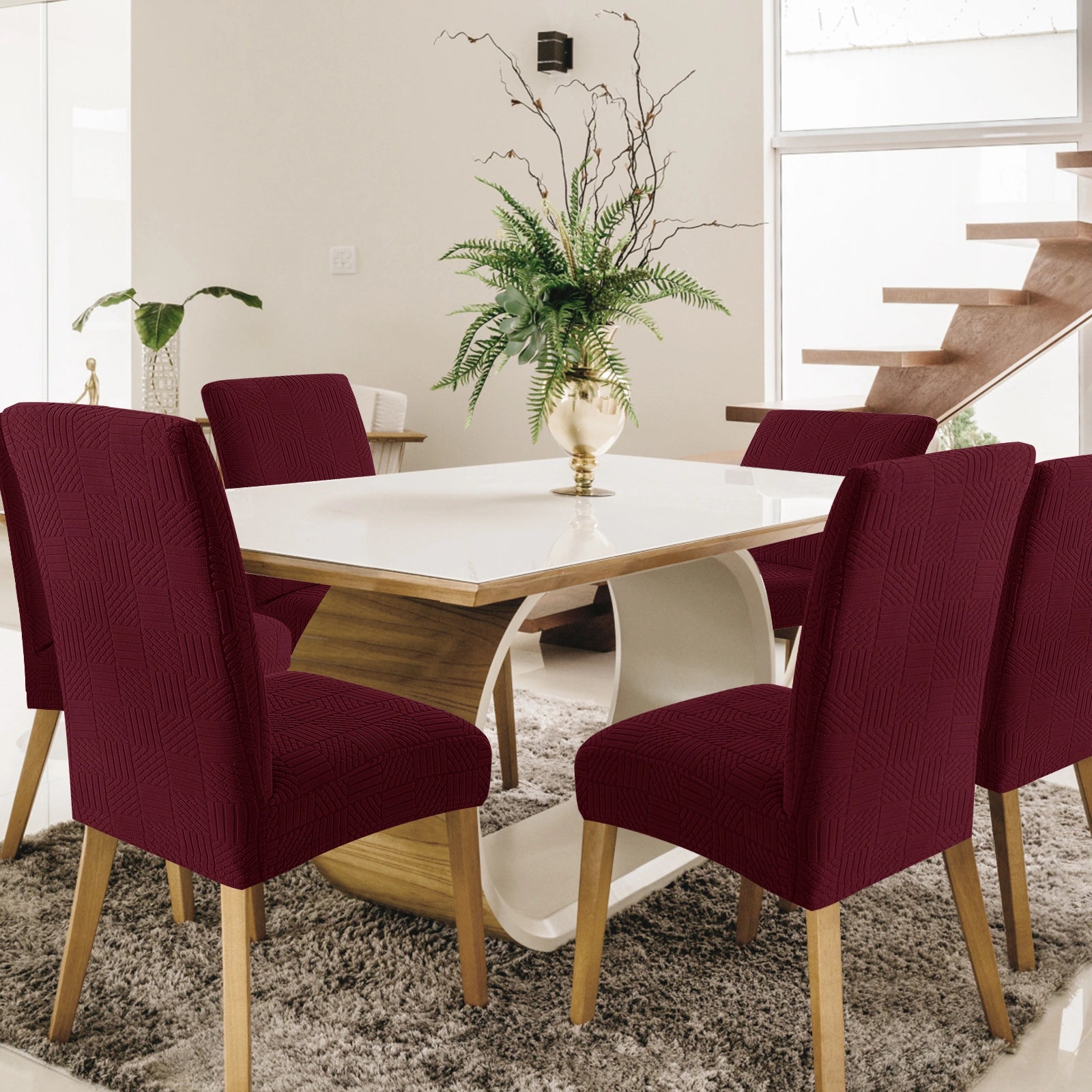 YSTYLE 6 Pieces Stretch Dining Chair Covers 48-70cm Back Height-YSTYLE