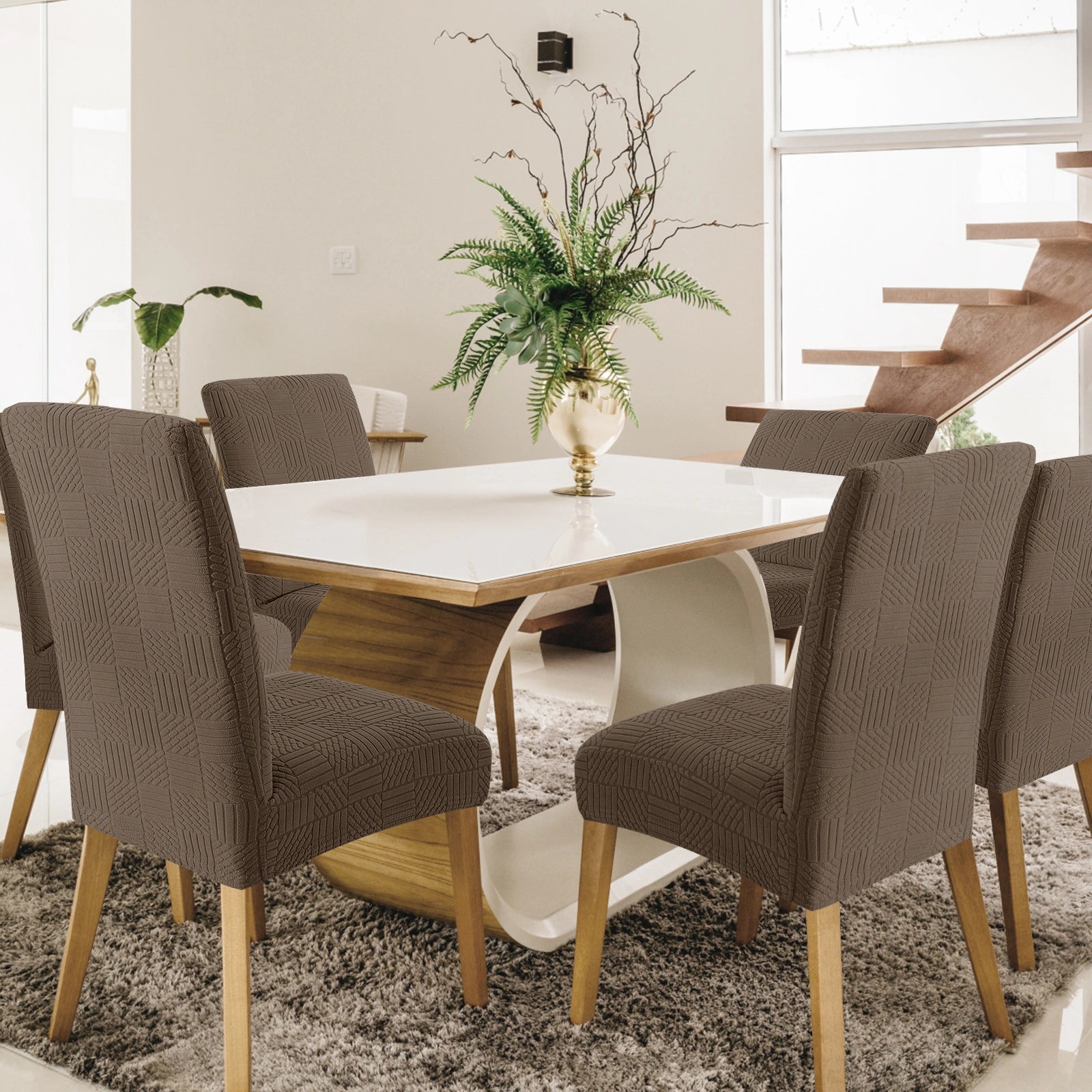 YSTYLE 2 Pieces Stretch Dining Chair Covers 48-70cm Back Height-YSTYLE