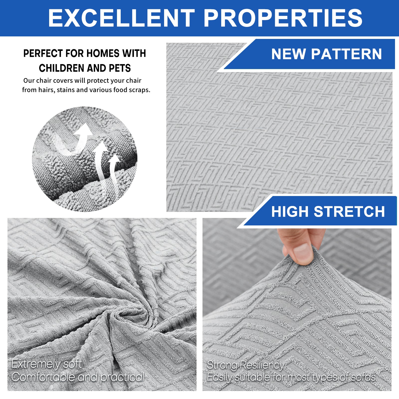 2 Coperture Elastiche per Sedie con Schienale in Tessuto Morbido YSTYLE