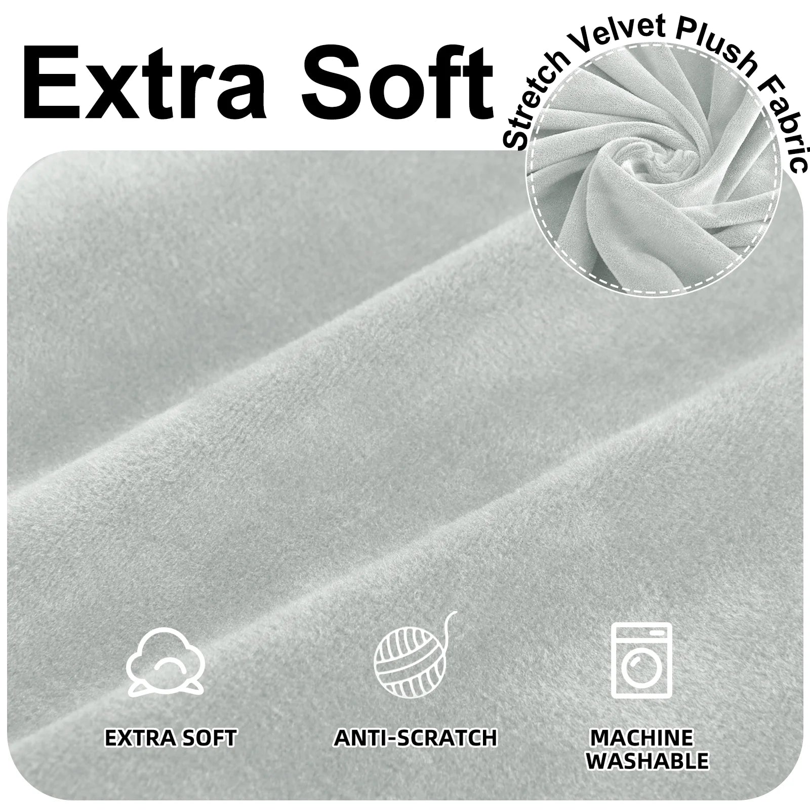 YSTYLE Velvet 1 Seater Sofa Cover with Armrests Stretch Anti Slip-YSTYLE