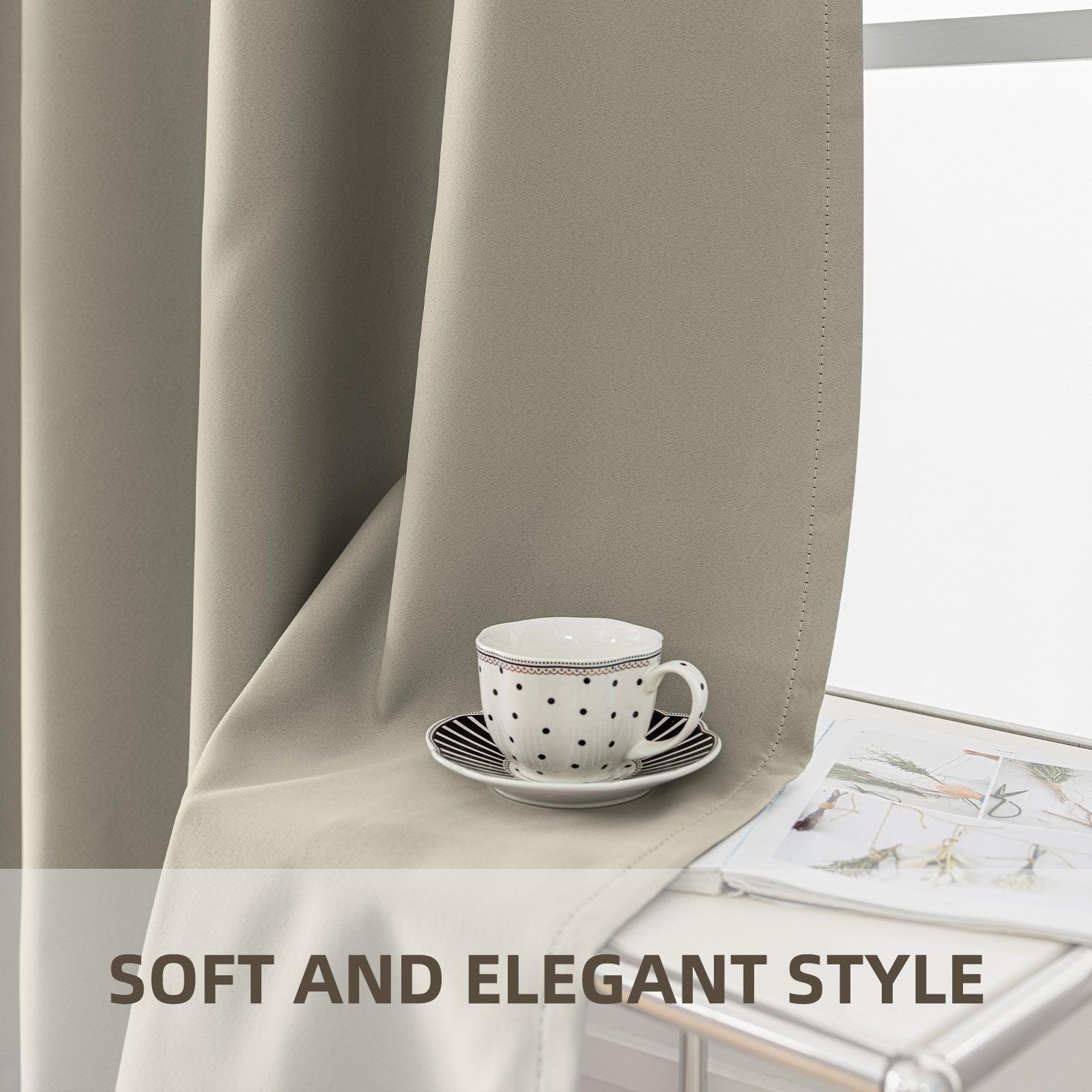 YSTYLE 2 Pieces Waterproof Blackout Curtains Thermal Insulated-YSTYLE