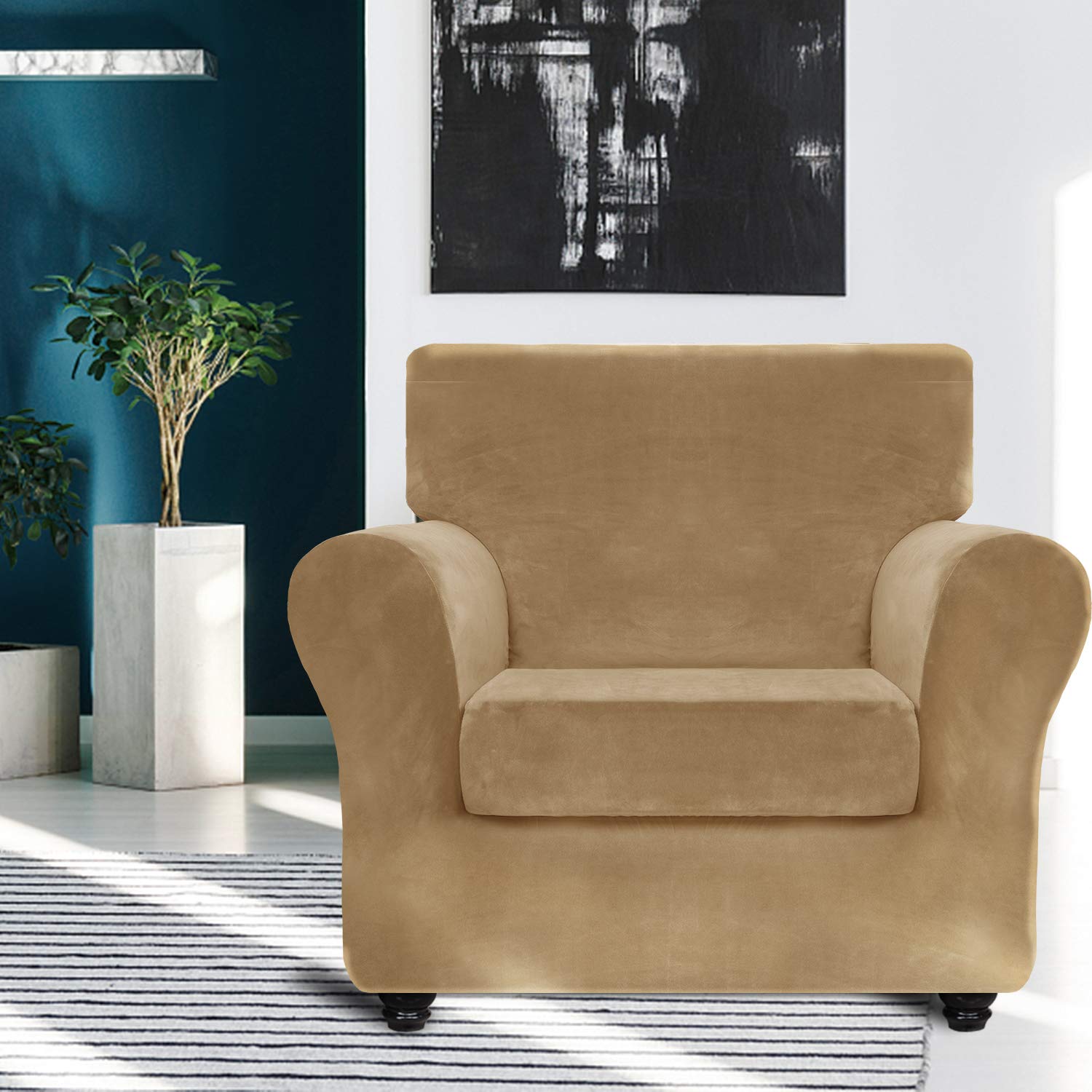 YSTYLE Velvet Sofa Cover Non-slip Couch Sofa Cover Stretch Slipcover Furniture Protector