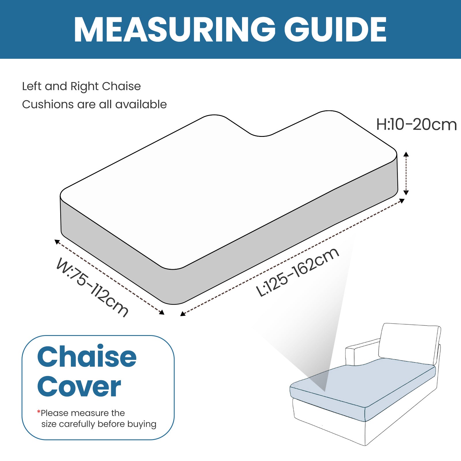 Ystyle Chaise Longue Elastic Sofa Cushion Covers, Separate Sofa Seat Cushion Slipcovers, Universal Stretch Sofa Seat Protectors