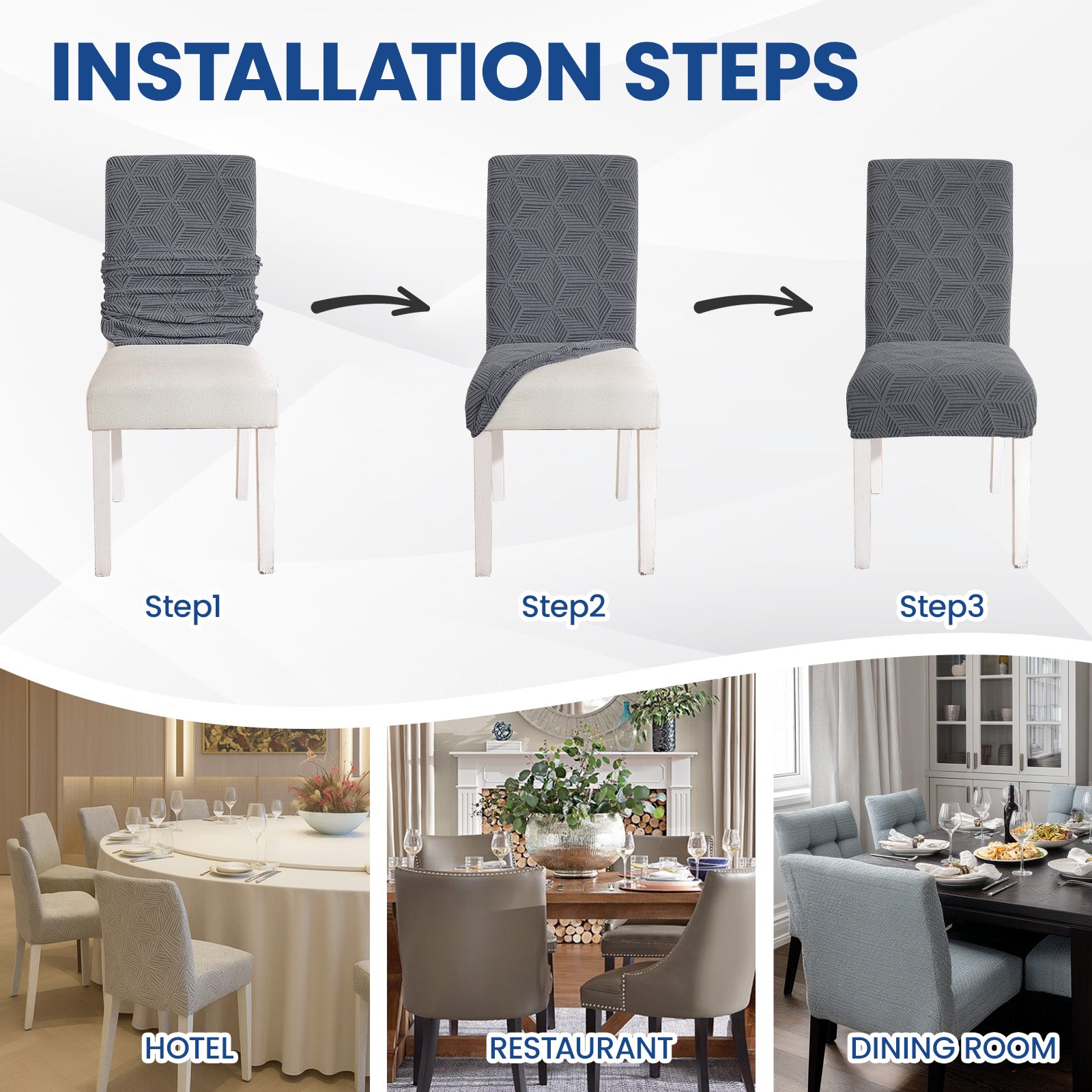 Ystyle 6-Piece Chair Covers with Backrest, Elastic Slipcovers, Universal Living Room Kitchen Chair Protectors, Cat Scratch-Resistant Modern Stain-Proof Dining Chair Covers