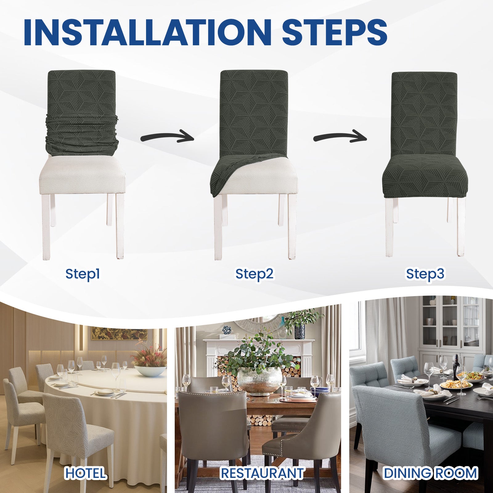 Ystyle 6-Piece Chair Covers with Backrest, Elastic Slipcovers, Universal Living Room Kitchen Chair Protectors, Cat Scratch-Resistant Modern Stain-Proof Dining Chair Covers