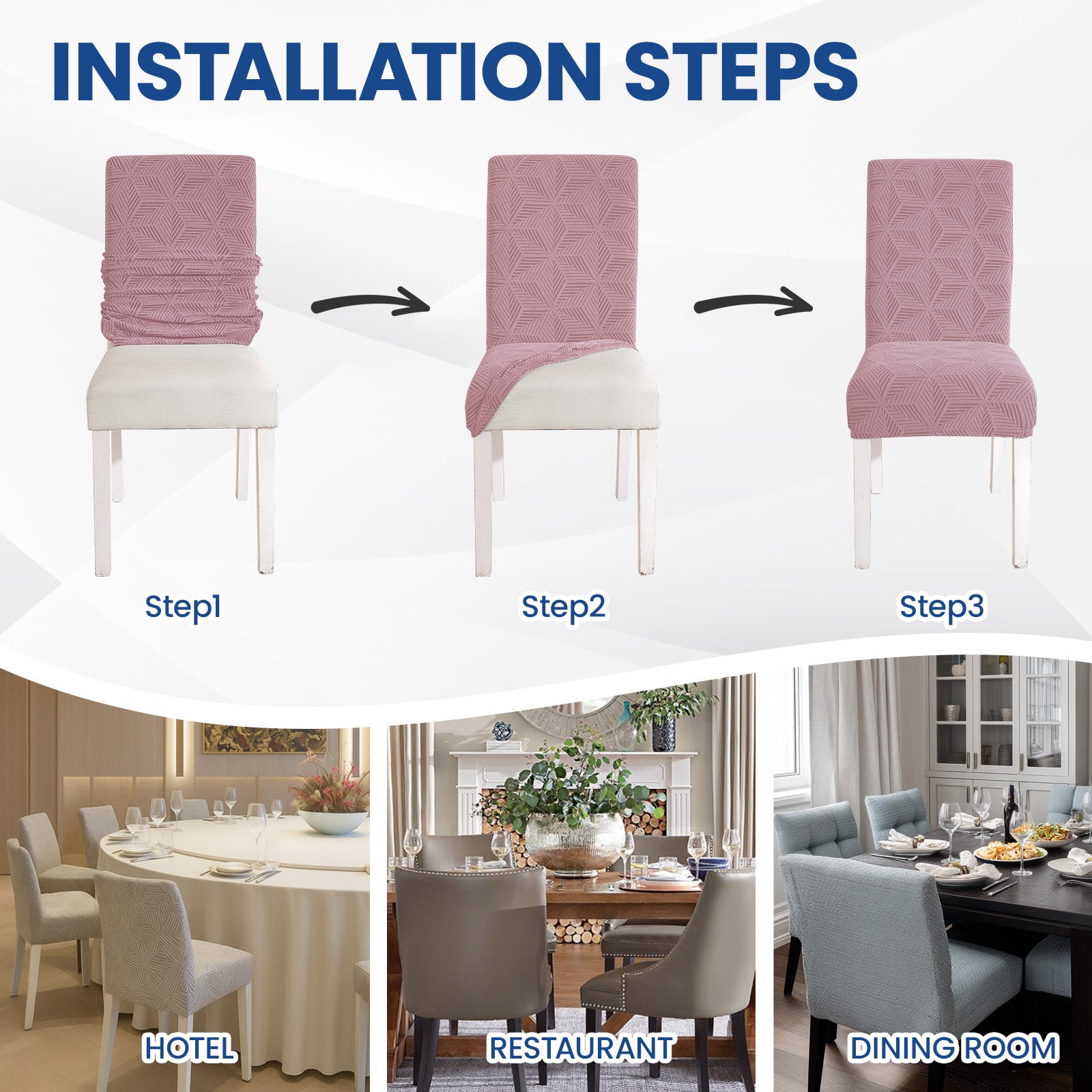 Ystyle 6-Piece Chair Covers with Backrest, Elastic Slipcovers, Universal Living Room Kitchen Chair Protectors, Cat Scratch-Resistant Modern Stain-Proof Dining Chair Covers