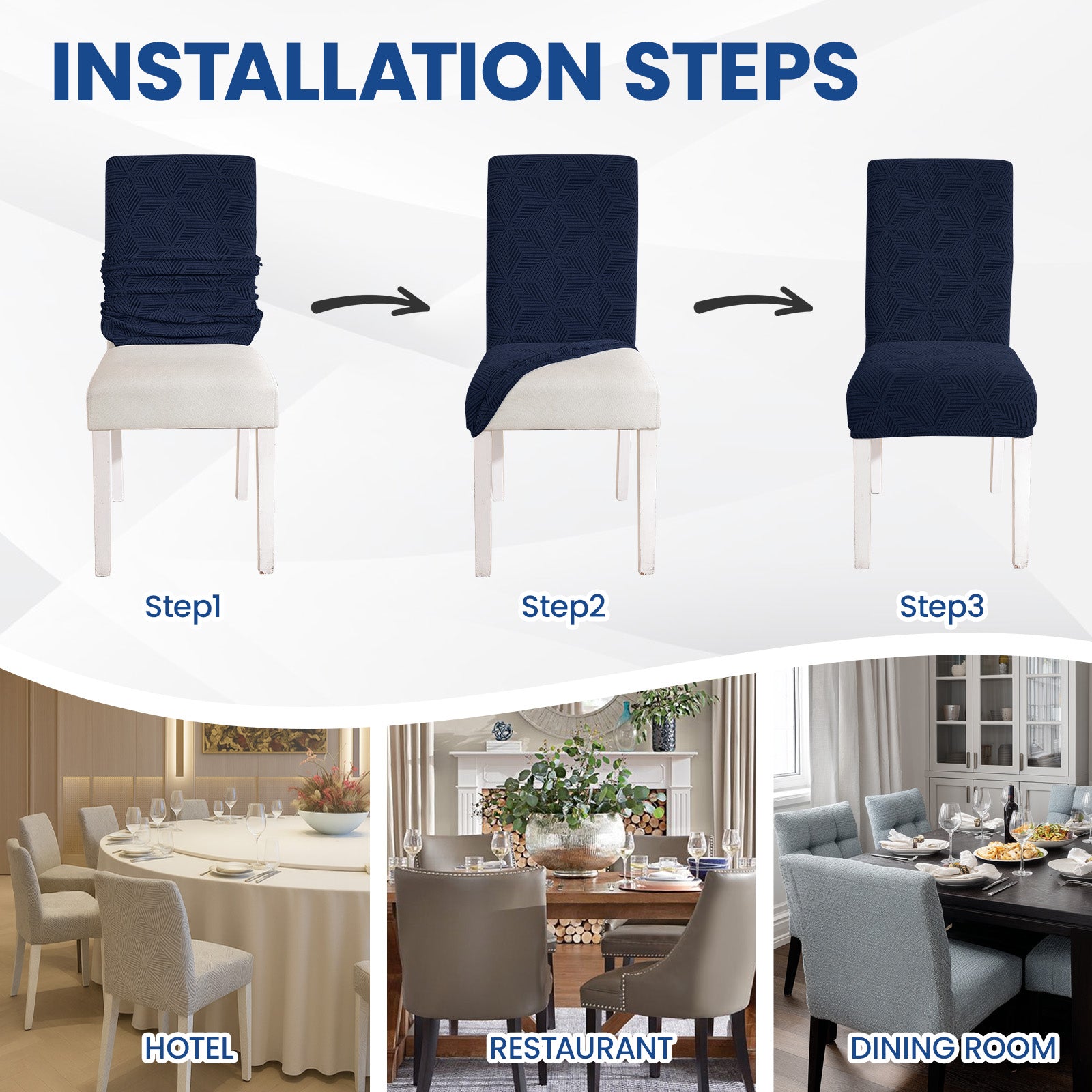 Ystyle 6-Piece Chair Covers with Backrest, Elastic Slipcovers, Universal Living Room Kitchen Chair Protectors, Cat Scratch-Resistant Modern Stain-Proof Dining Chair Covers