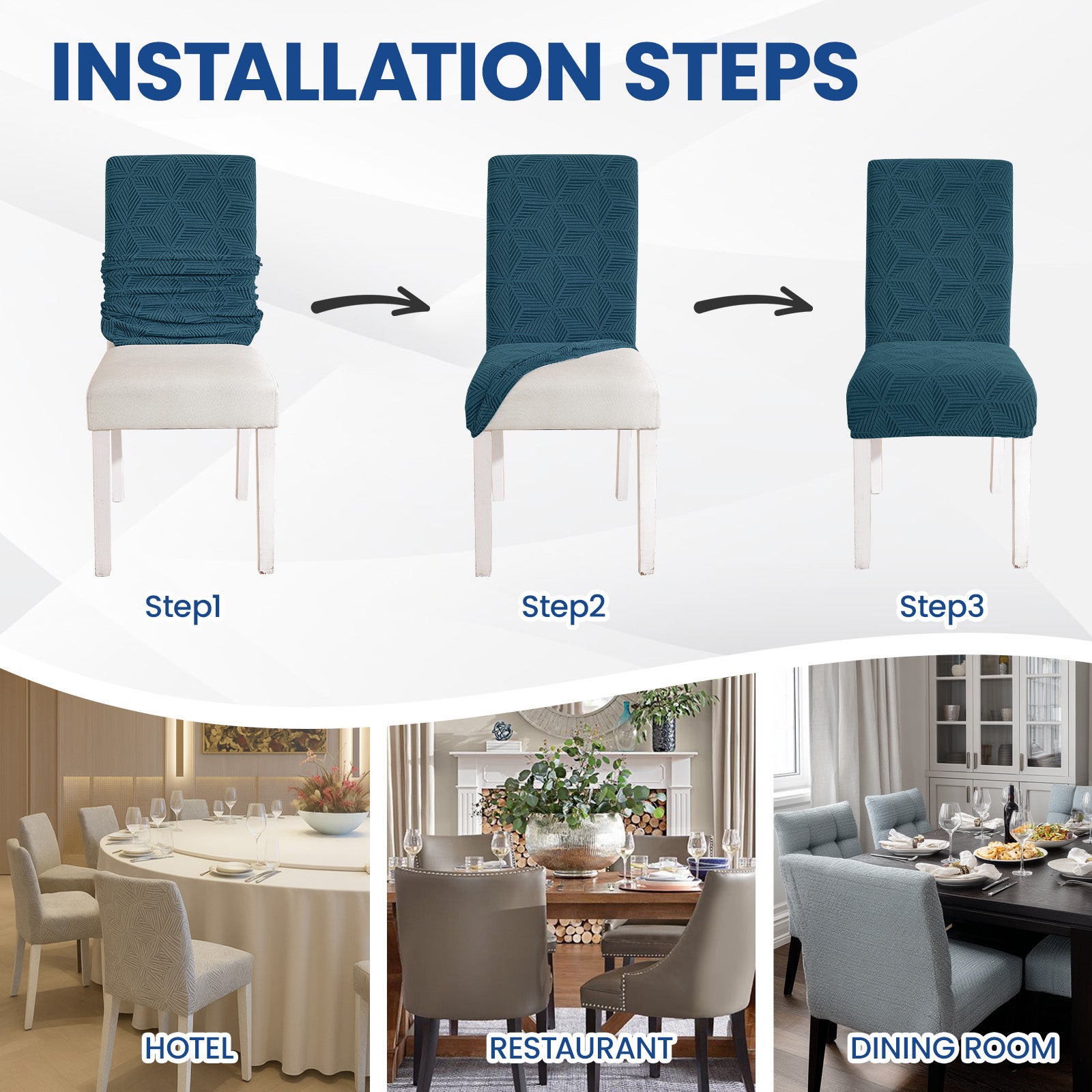 Ystyle 6-Piece Chair Covers with Backrest, Elastic Slipcovers, Universal Living Room Kitchen Chair Protectors, Cat Scratch-Resistant Modern Stain-Proof Dining Chair Covers