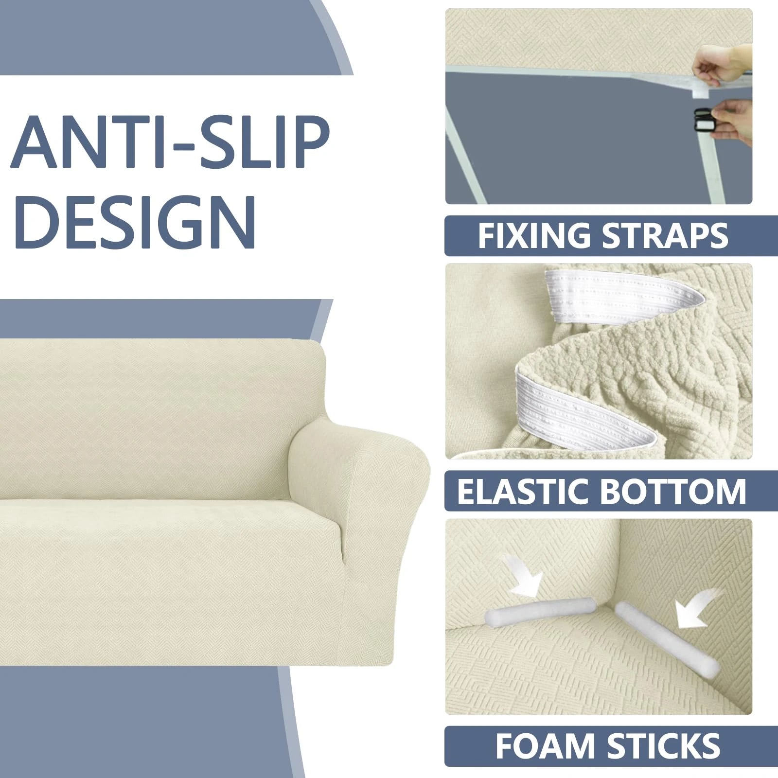 YSTYLE 1 Seater Sofa Cover–Stretch Fit, Anti-Slip, Pet-Proof, Full Coverage, Washable,Rhombic