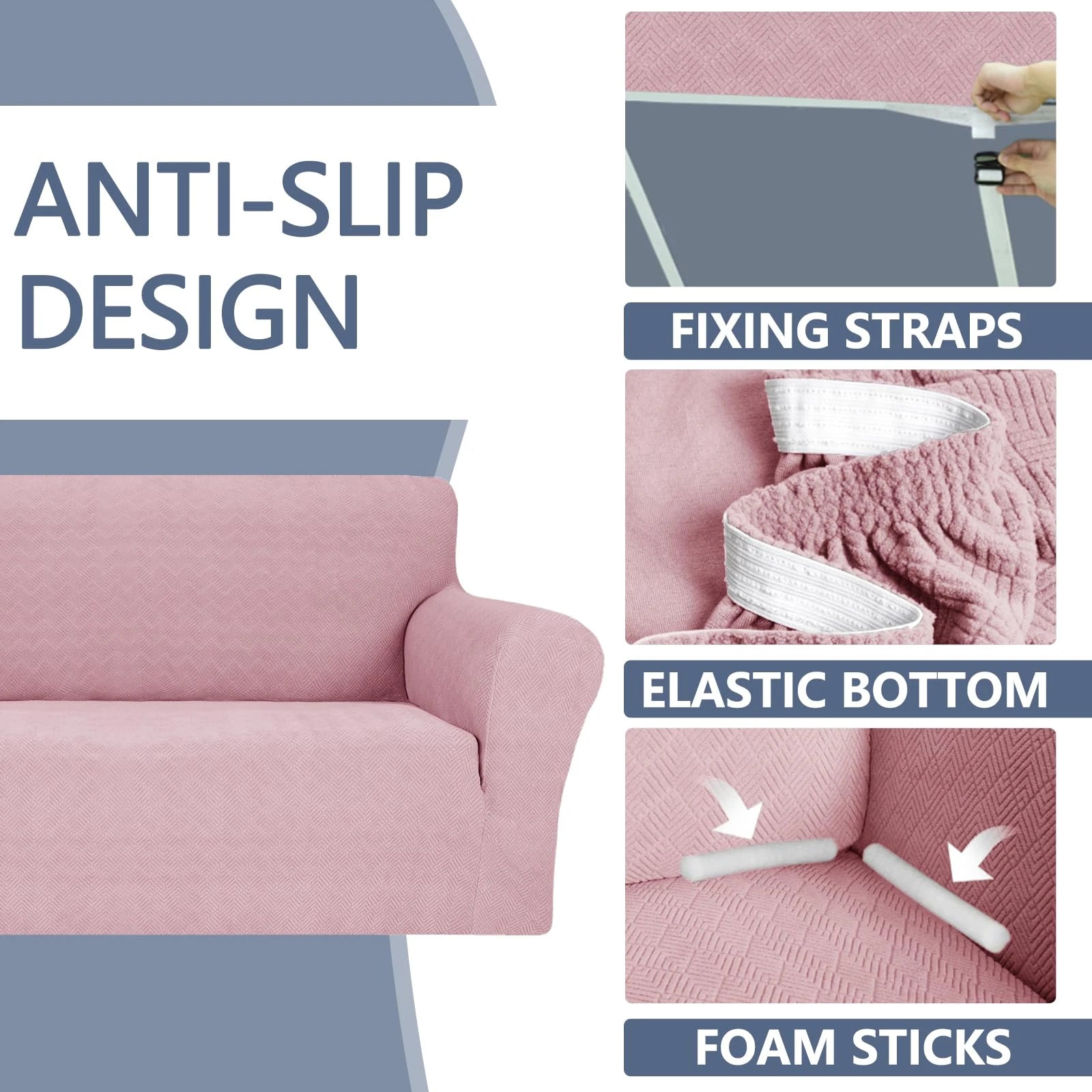 YSTYLE 2 Seater Sofa Cover – Stretch Fit, Anti-Slip, Pet-Proof, Full Coverage, Washable,Rhombic