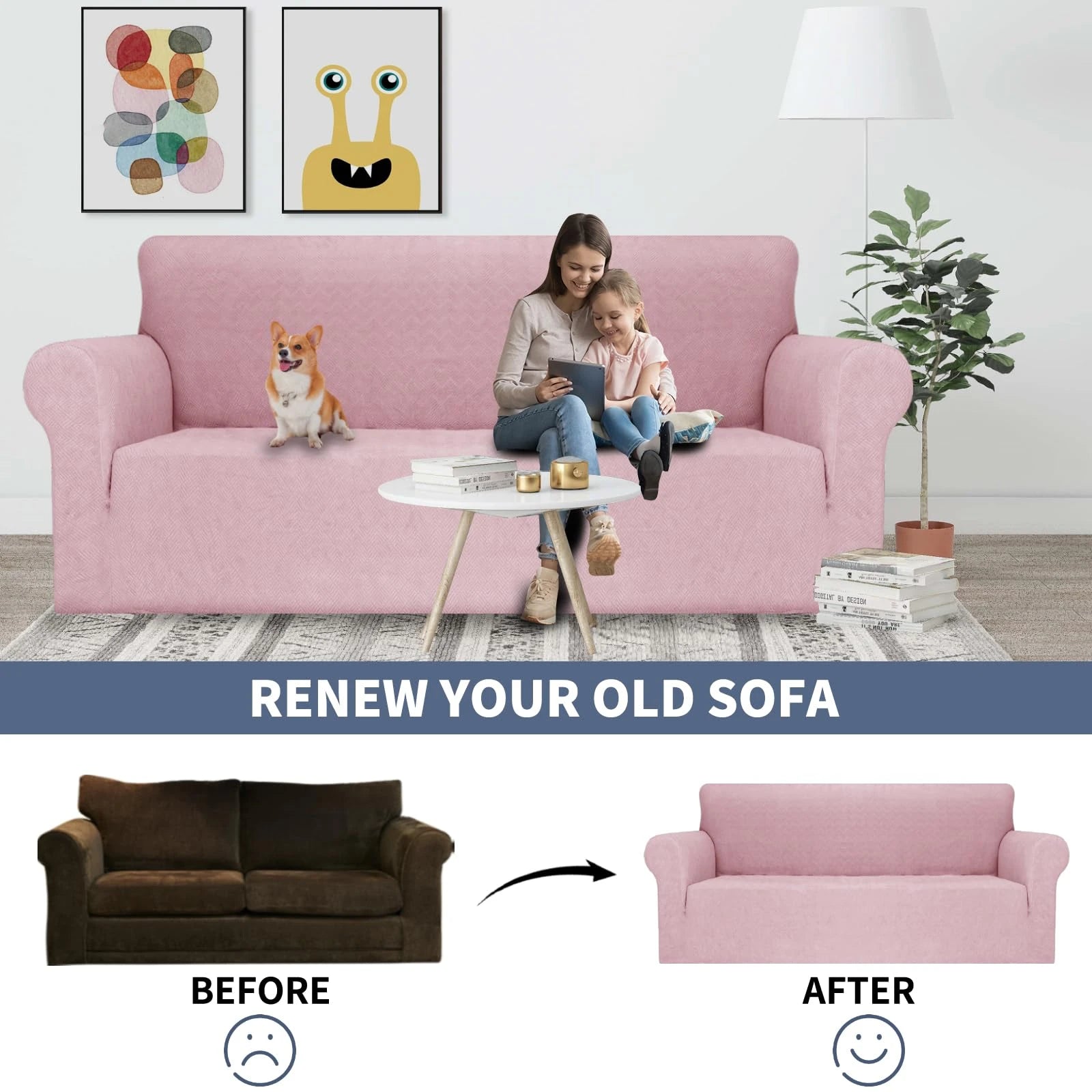 YSTYLE 2 Seater Sofa Cover – Stretch Fit, Anti-Slip, Pet-Proof, Full Coverage, Washable,Rhombic