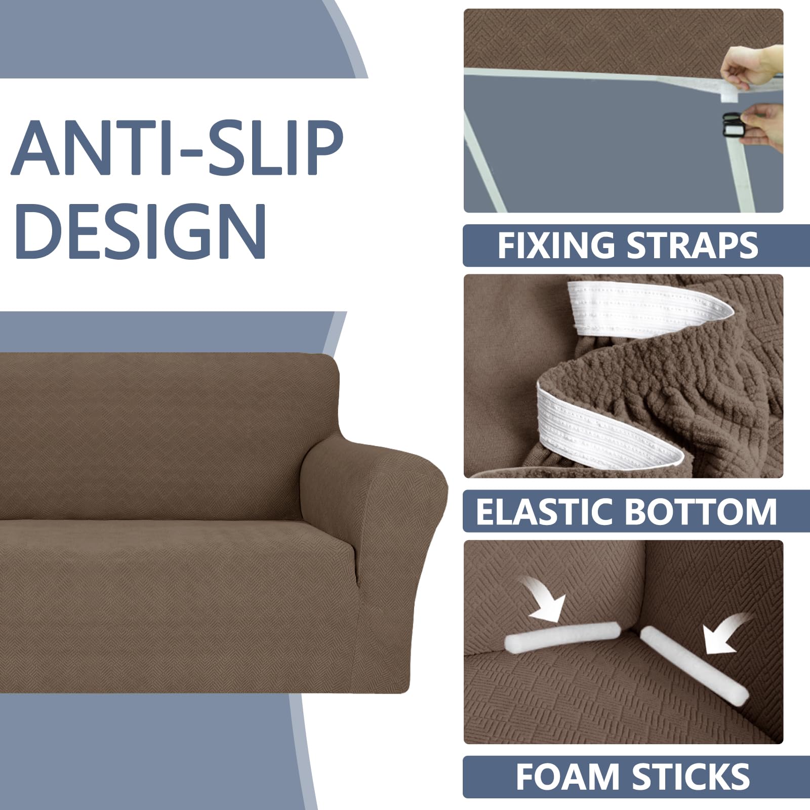 YSTYLE Cubierta de Sofá para 3 Personas – Ajuste Elástico, Antideslizante, Resistente a los Animales Domésticos, Cobertura Completa, Lavable, Diamante
