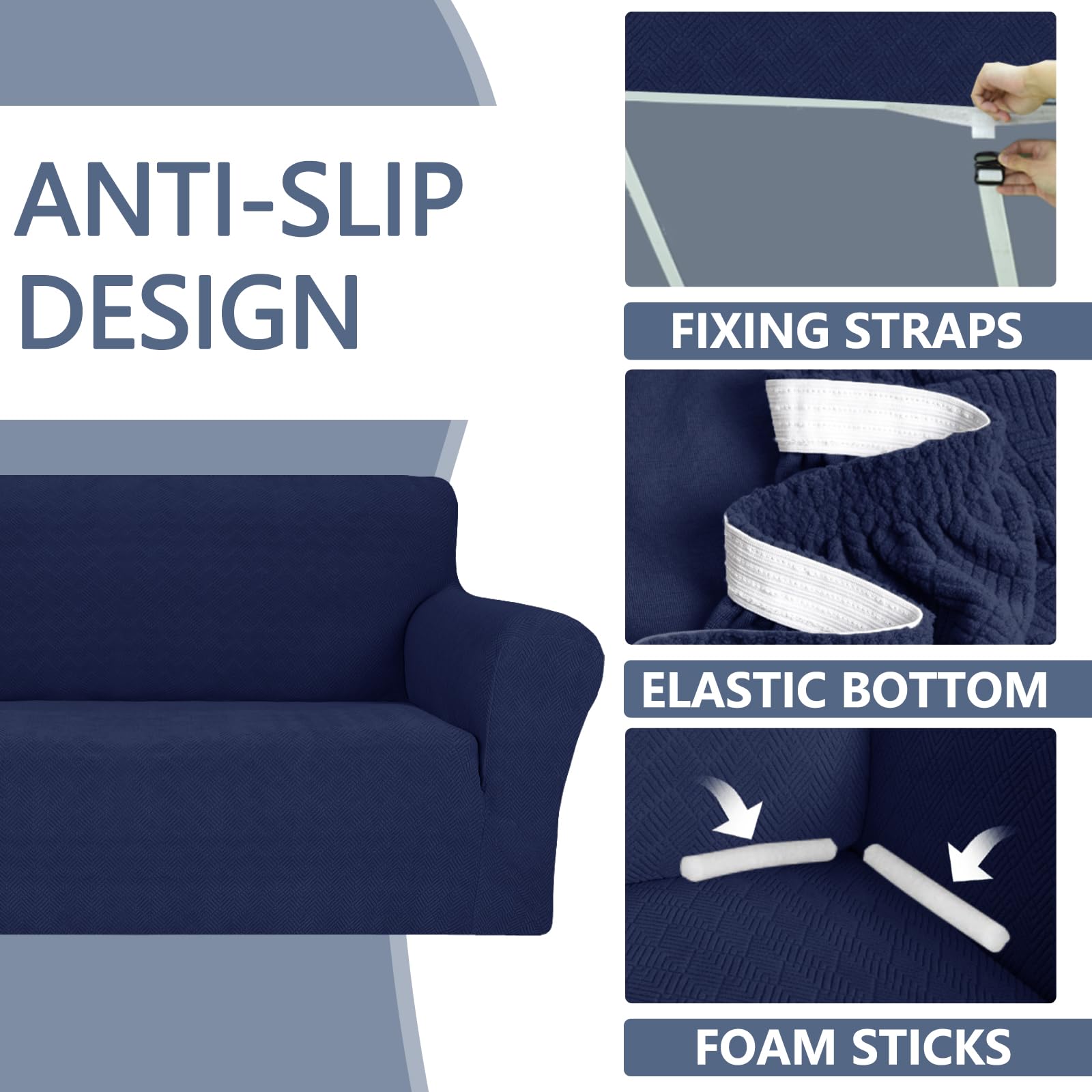 YSTYLE élastique 3 Seater canapé couverture with accoudoirs antidérapant lavable