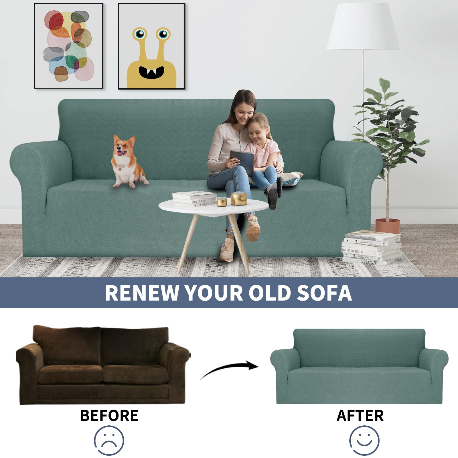 YSTYLE Stretch 1 Seater Sofa Cover with Armrests Anti-Slip Washable