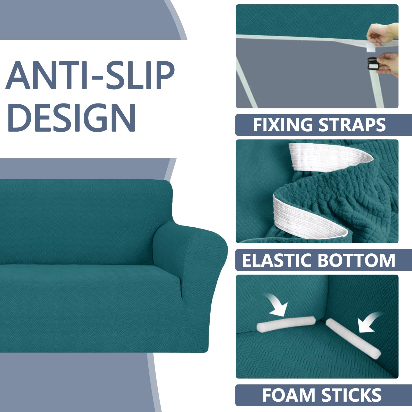 YSTYLE Cubierta de Sofá para 3 Personas – Ajuste Elástico, Antideslizante, Resistente a los Animales Domésticos, Cobertura Completa, Lavable, Diamante