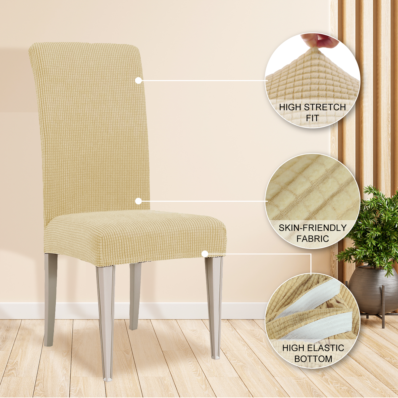 YSTYLE 6 Pieces Stretch Dining Chair Covers Jacquard Pattern