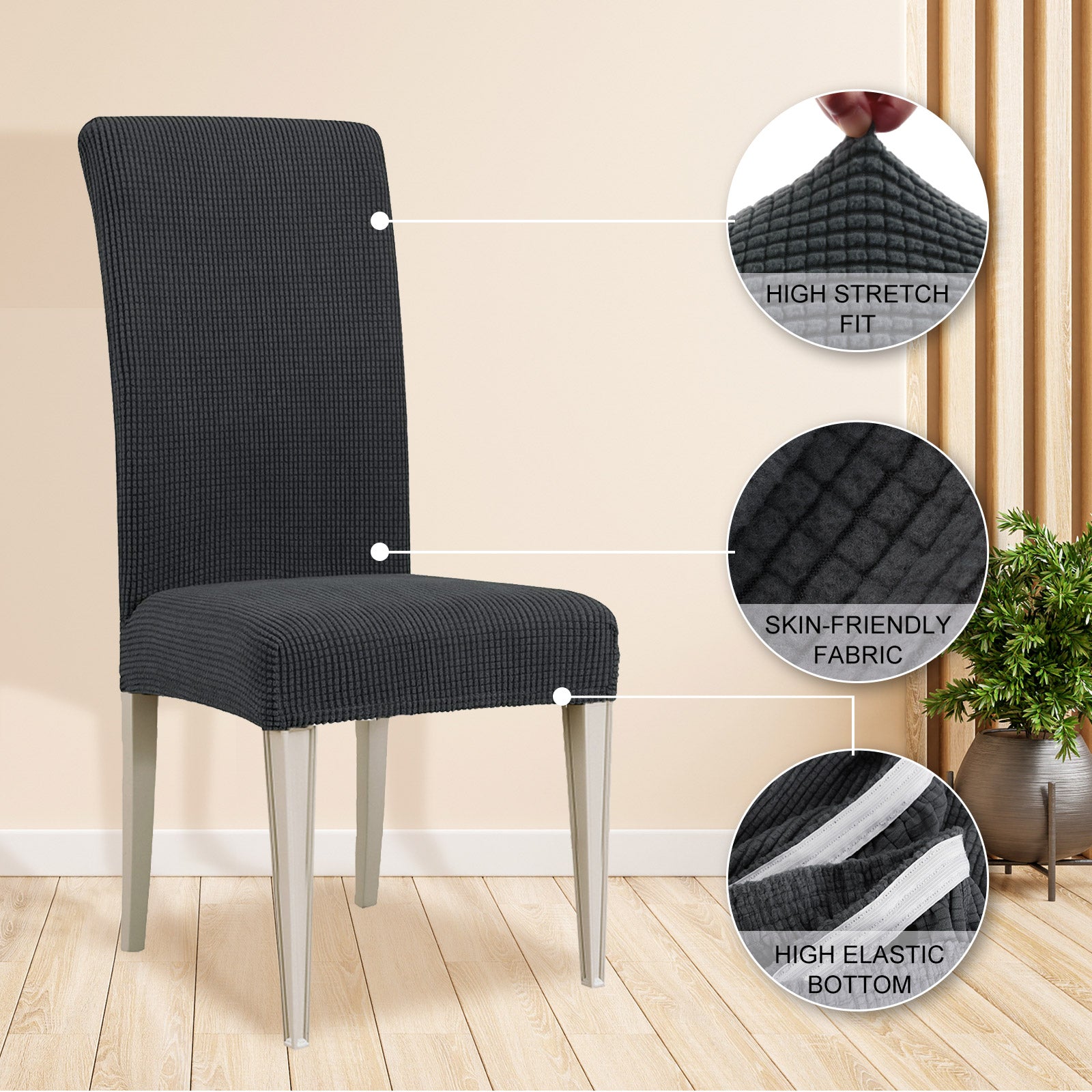 YSTYLE 6 Pieces Stretch Dining Chair Covers Jacquard Pattern