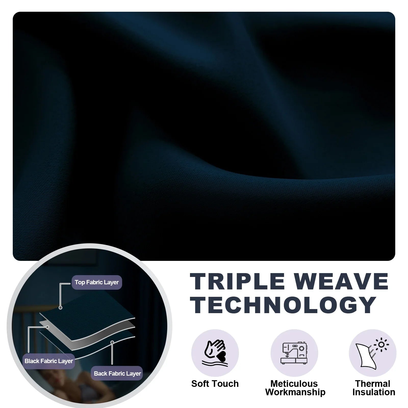 YSTYLE 2 Pieces Waterproof Blackout Curtains Thermal Insulated-YSTYLE