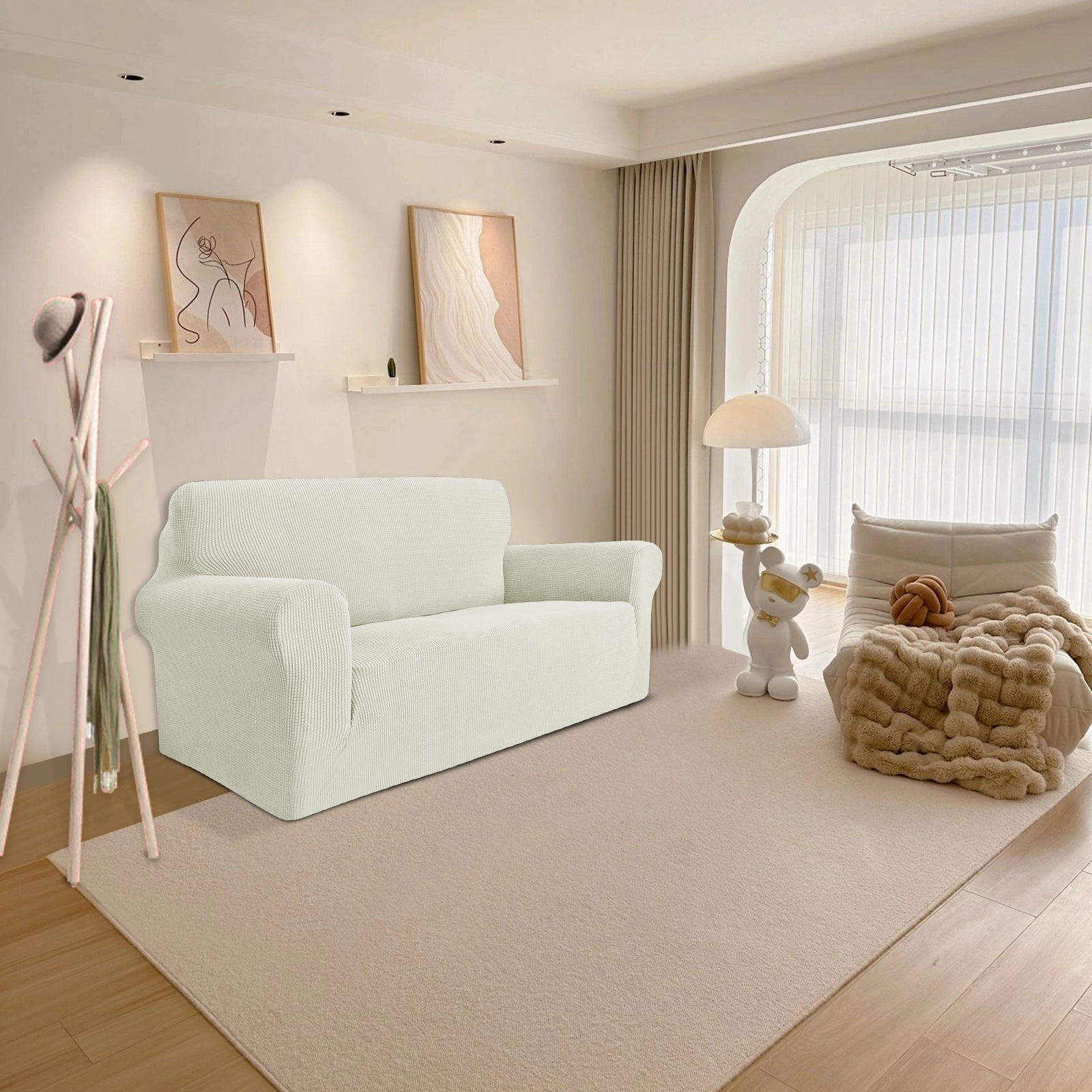 YSTYLE Stretch 2 Seater Sofa Cover with Armrests Anti Slip-YSTYLE