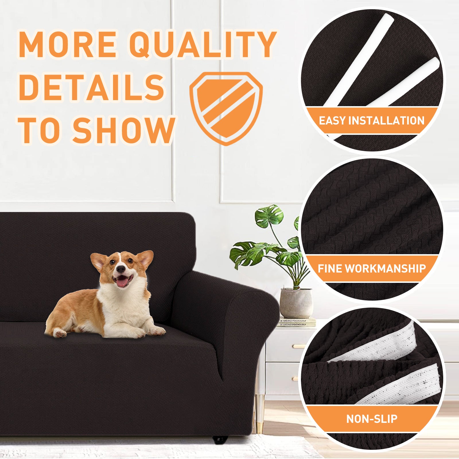 Housse de canapé 1 place extensible YSTYLE jacquard anti-dérapant