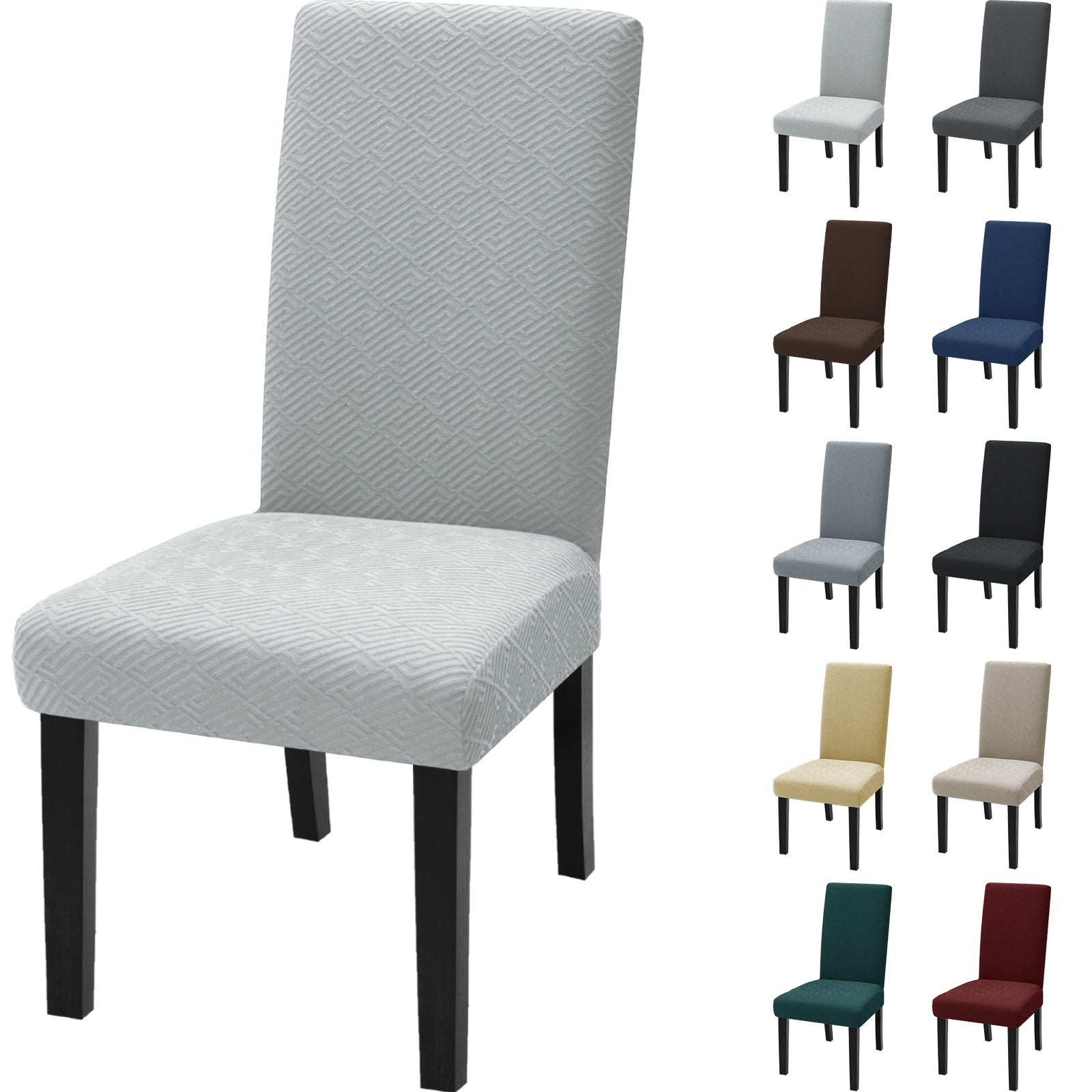YSTYLE Stretch Chair Covers – 4 PCS, Universal Fit, Anti-Scratch, Washable, Modern Style-Jacquard Back