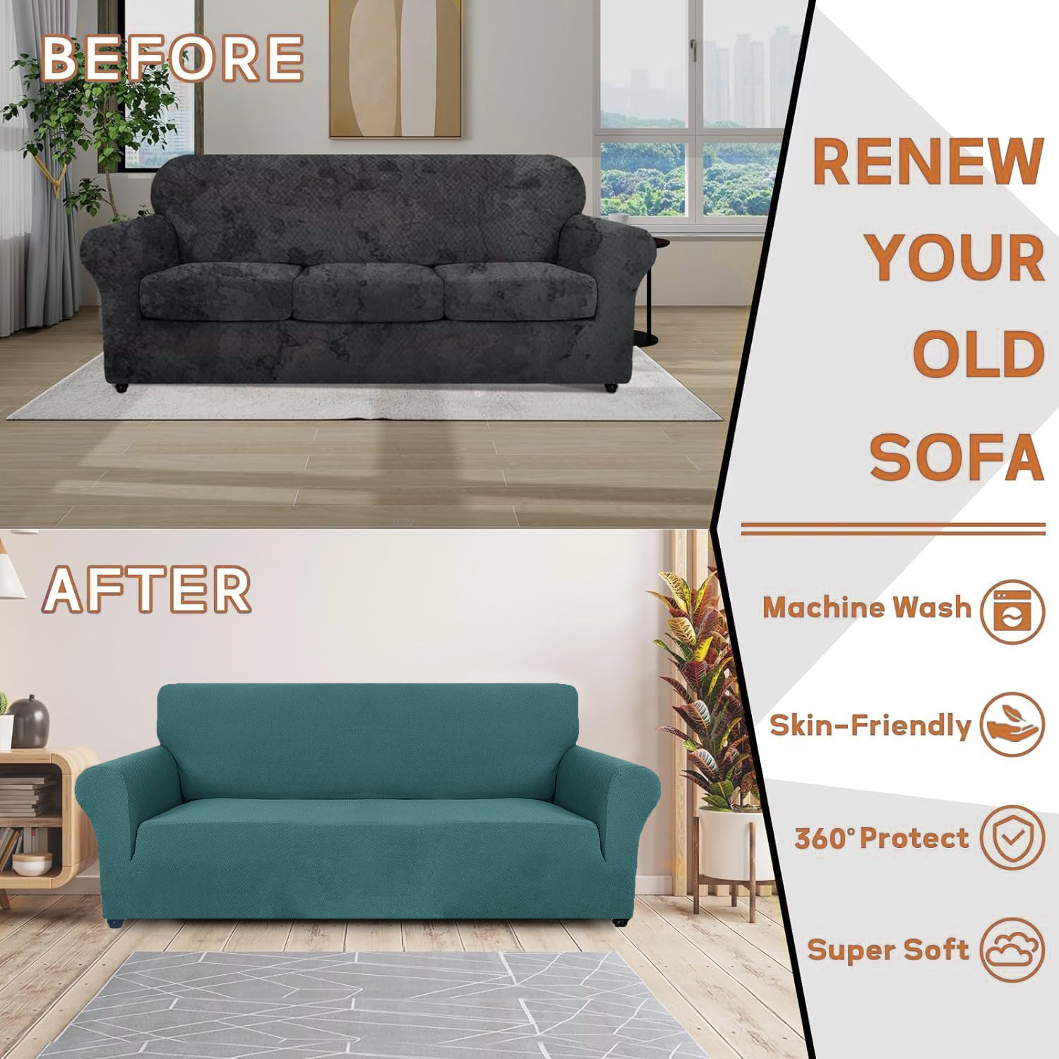 YSTYLE Stretch 4 Seater Sofa Cover Jacquard Anti-Slip