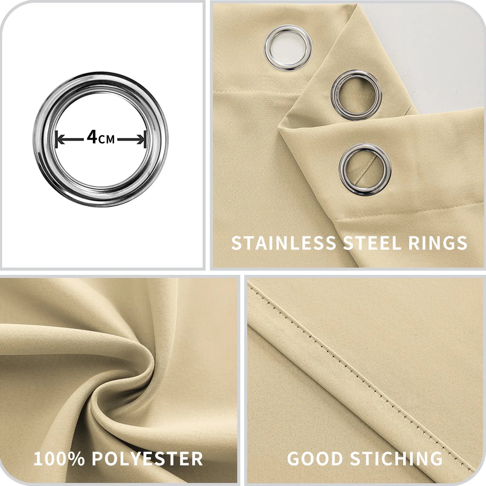 YSTYLE 2 Pieces Waterproof Blackout Curtains Thermal Insulated-YSTYLE