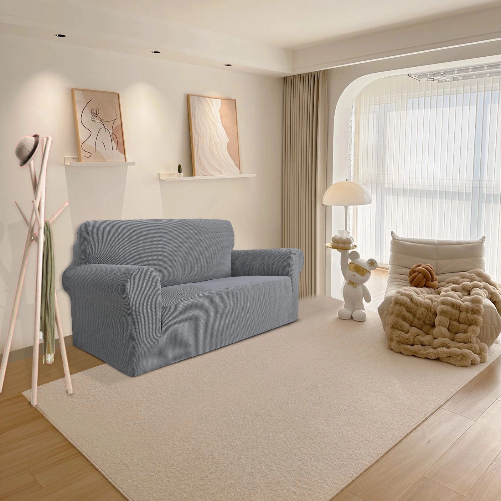 YSTYLE 2 Seater Sofa Cover – Stretch,Anti-Slip & Pet-Friendly, Scratch Resistant, Washable-Grid