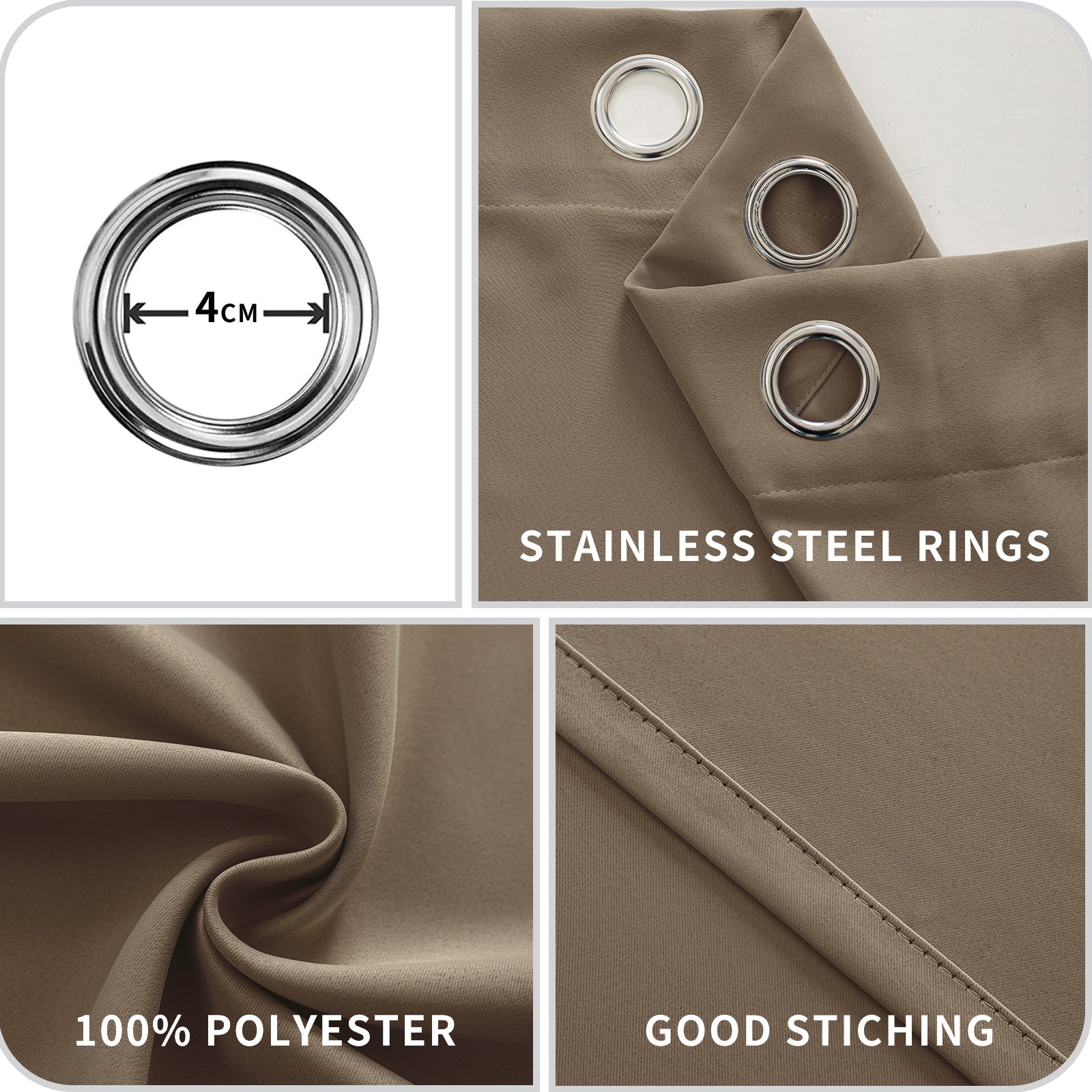 YSTYLE 2 Pieces Waterproof Blackout Curtains Thermal Insulated-YSTYLE