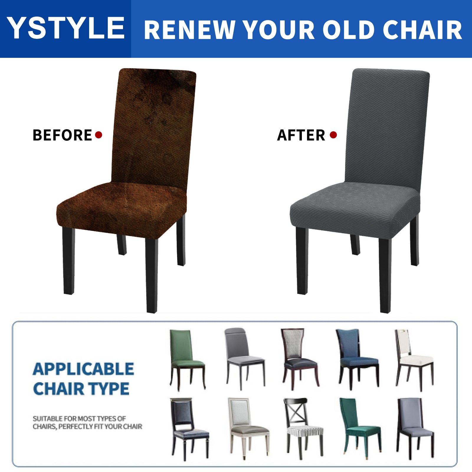 2 Coperture Elastiche per Sedie con Schienale in Tessuto Morbido YSTYLE