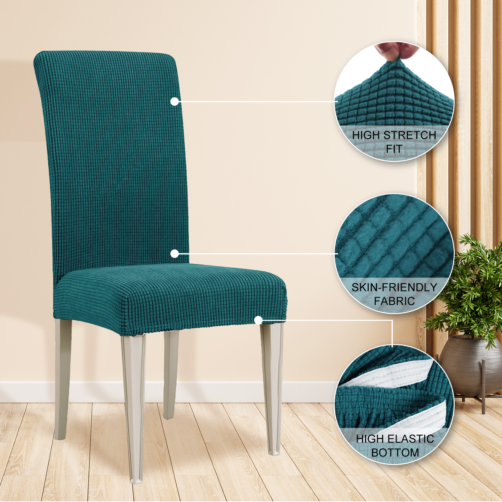 YSTYLE 4 Pieces Stretch Dining Chair Covers Jacquard Pattern
