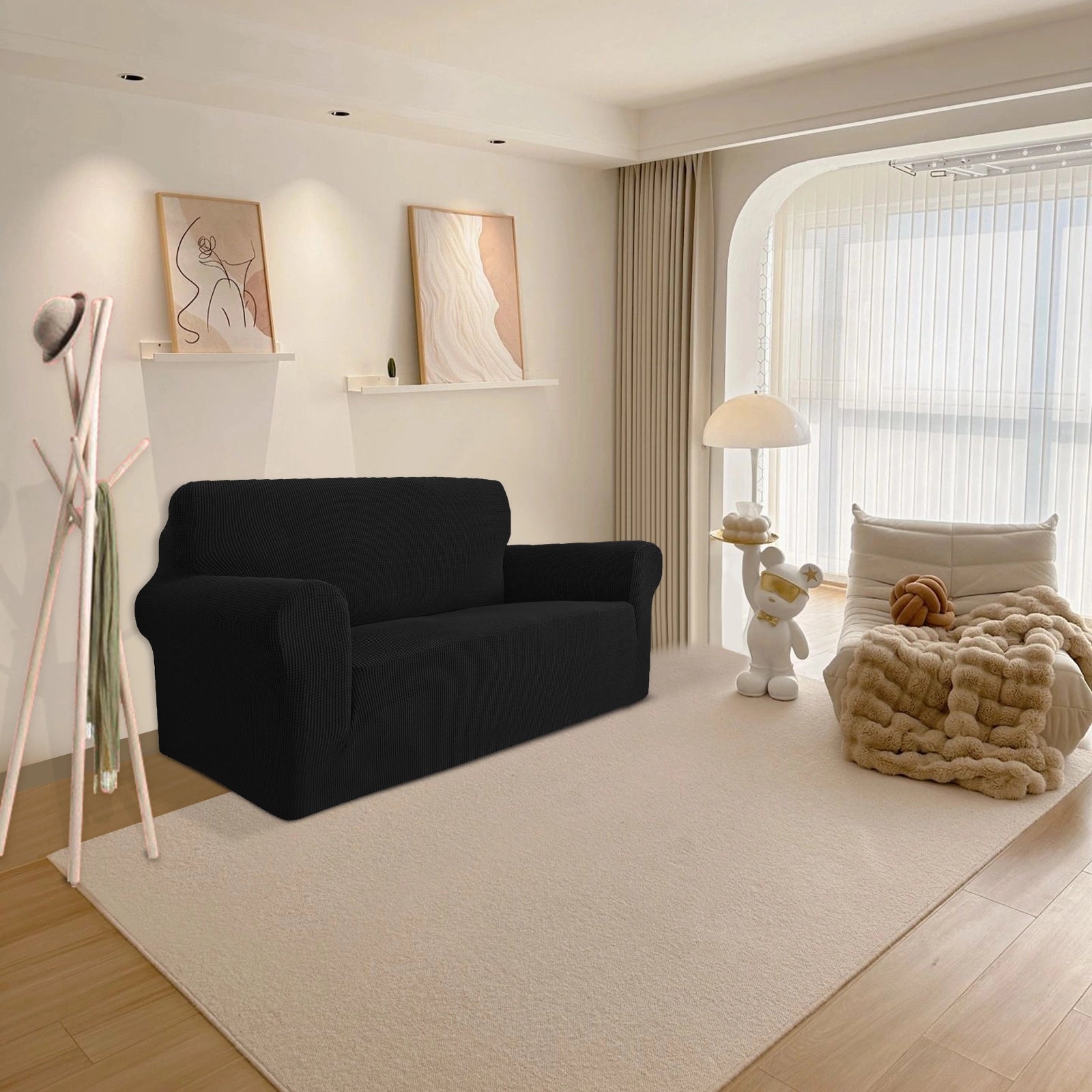 YSTYLE Stretch 2 Seater Sofa Cover with Armrests Anti Slip-YSTYLE