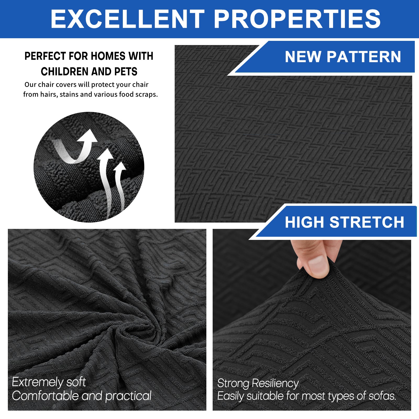 YSTYLE 6 Pieces Stretch Chair Covers With Backrest Soft Fabric