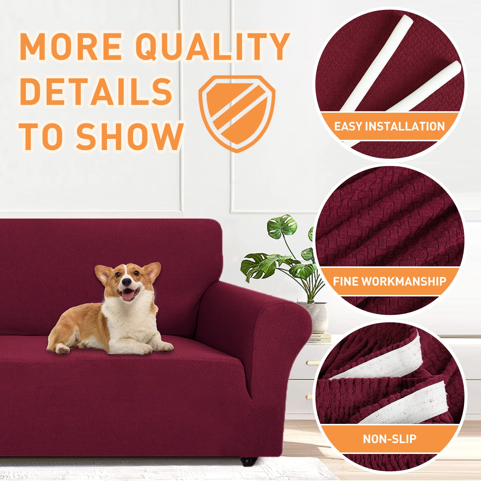 YSTYLE Stretch 4 Seater Sofa Cover Jacquard Anti-Slip