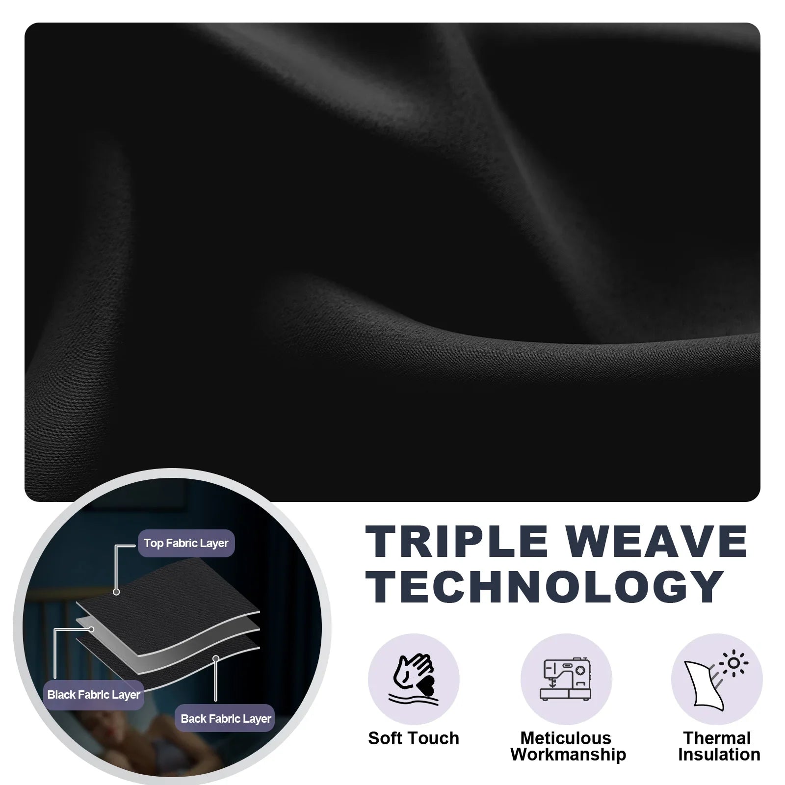 YSTYLE 2 Pieces Waterproof Blackout Curtains Thermal Insulated-YSTYLE