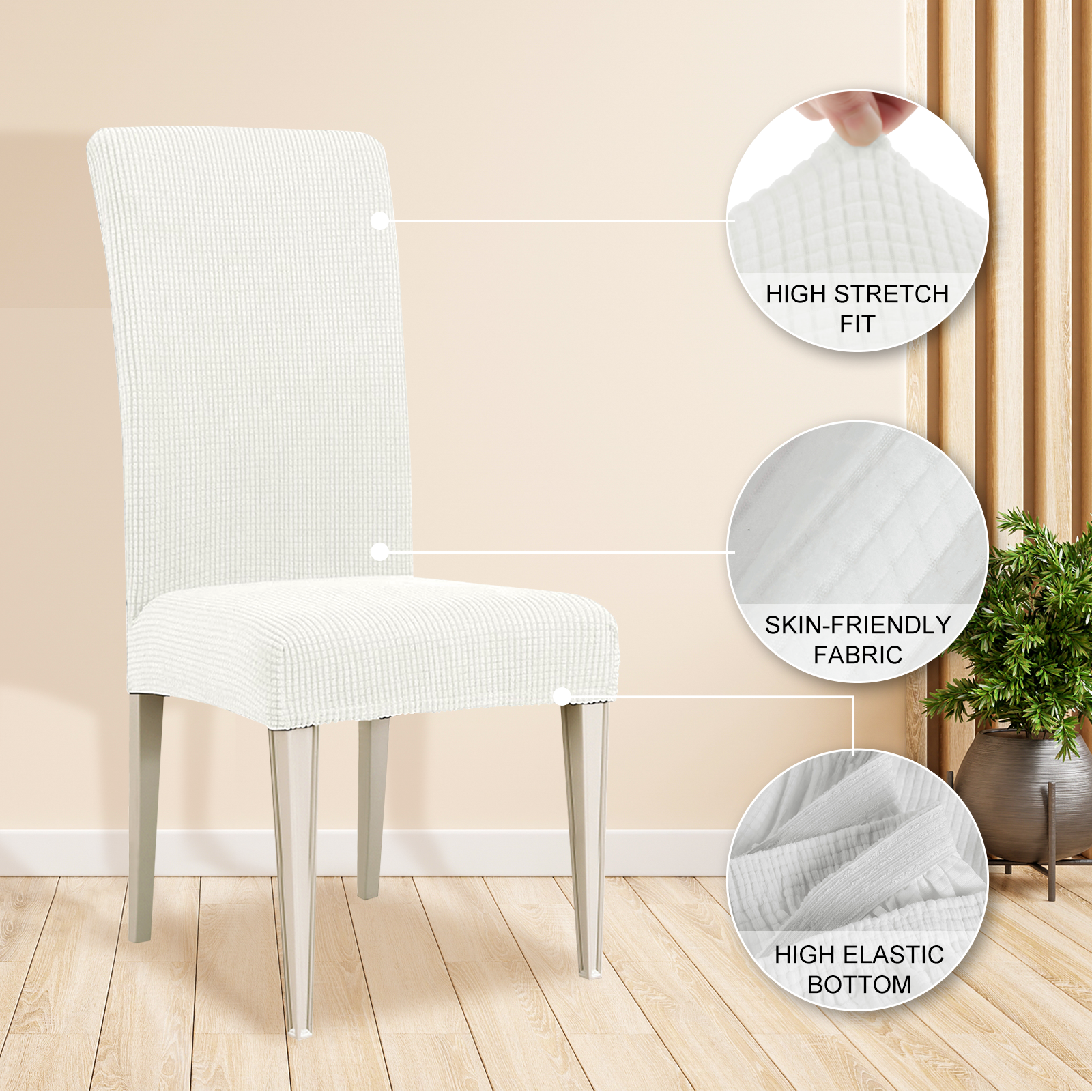 YSTYLE 4 Pieces Stretch Dining Chair Covers Jacquard Pattern