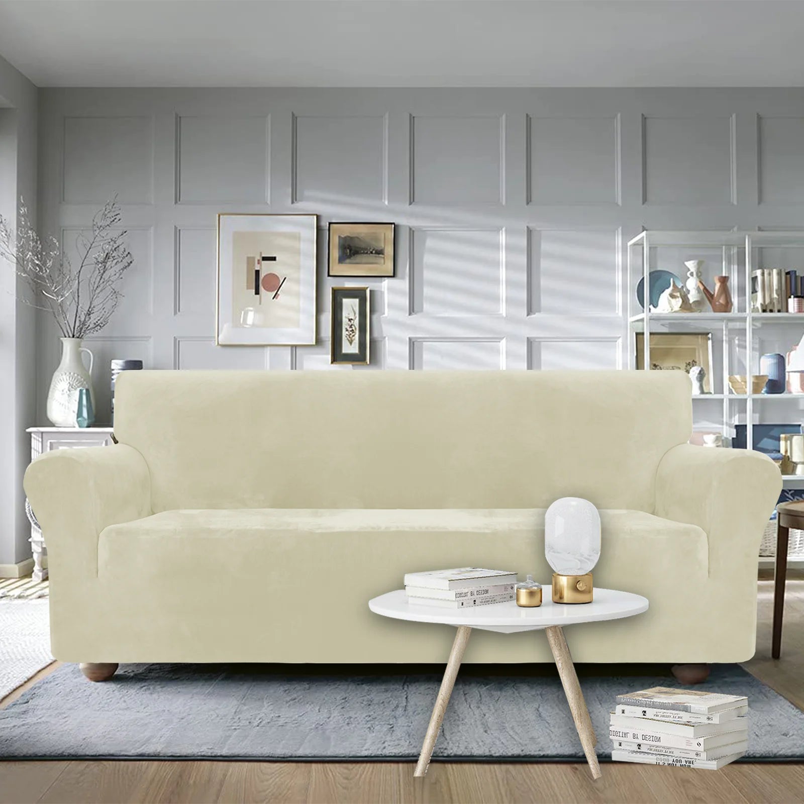 YSTYLE Velvet 3 Seater Sofa Cover – Stretch Fit, Anti-Scratch, Pet-Friendly, Non-Slip, Washable