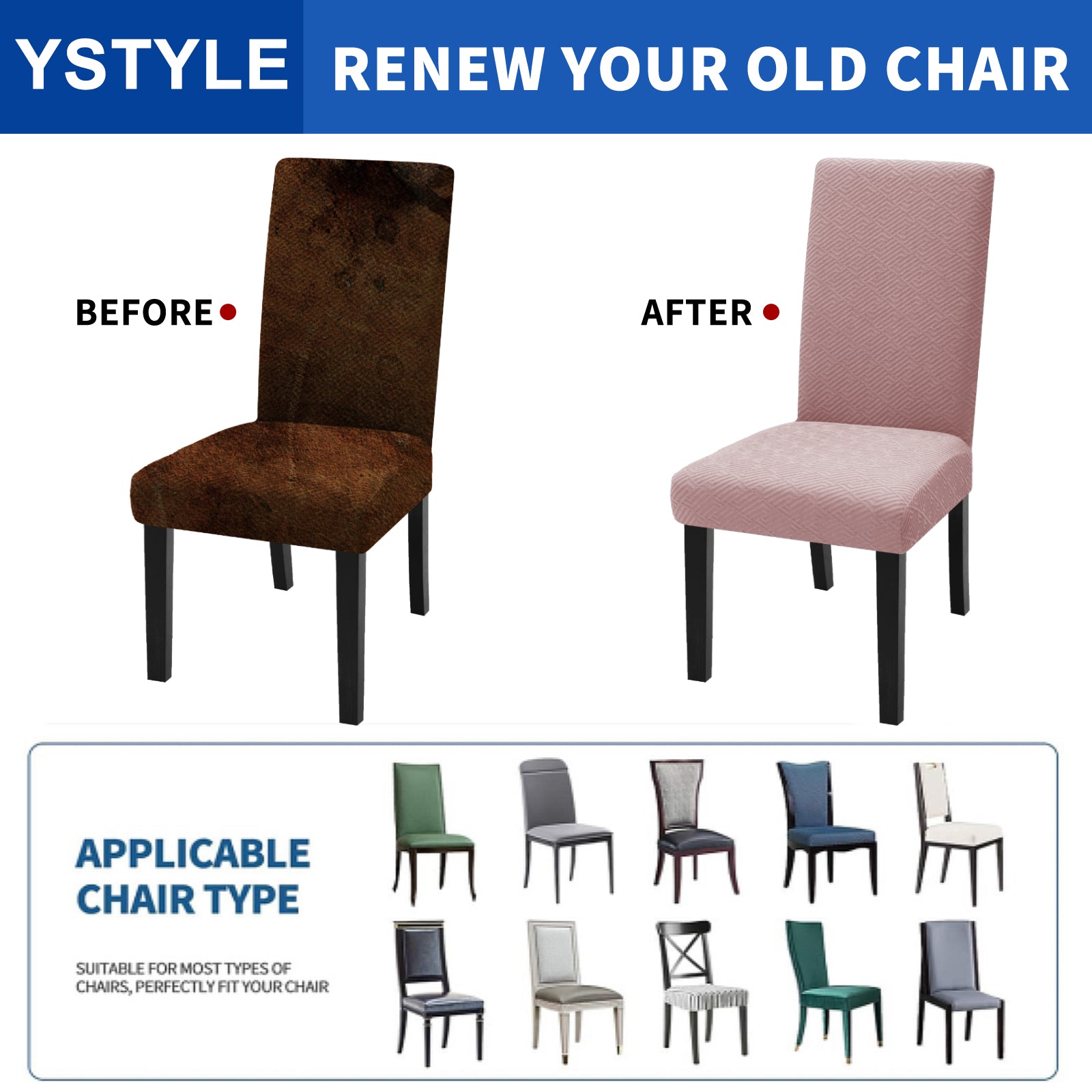 YSTYLE 6 Pieces Stretch Chair Covers With Backrest Soft Fabric