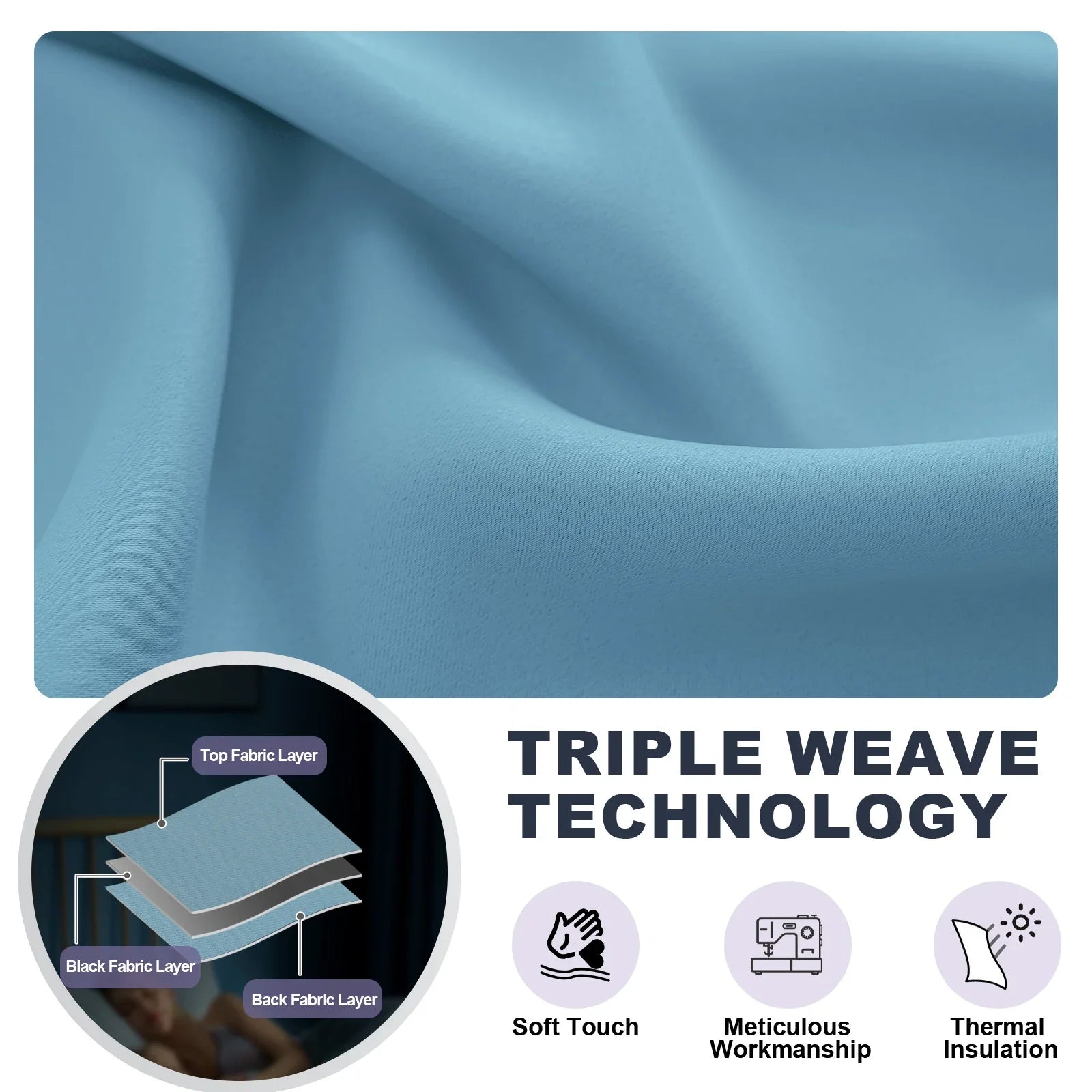 YSTYLE 2 Pieces Waterproof Blackout Curtains Thermal Insulated-YSTYLE